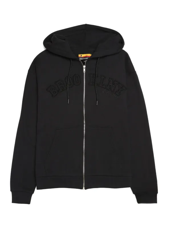 Men's "Brooklyn NY" Zip-Up Hoodie in Black sold by Brooklyn Industries
