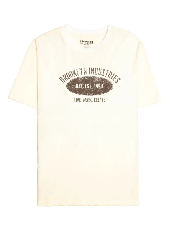 Men's BKI EST. 1998 Crew Neck T-shirt in Antique White sold by Brooklyn Industries