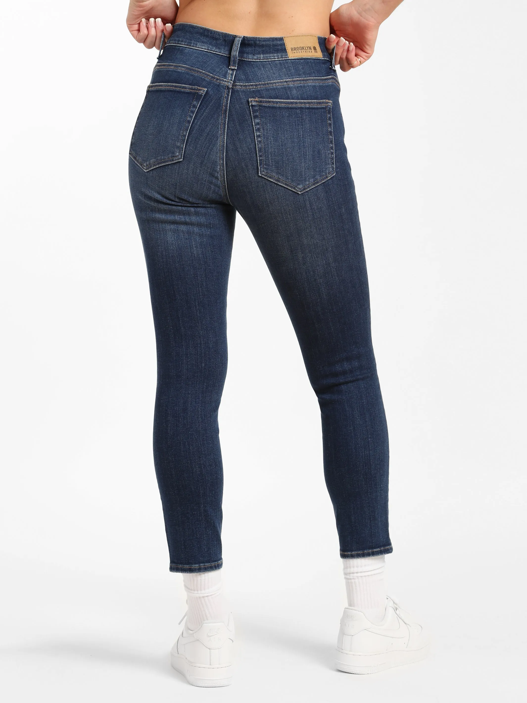 Coco High Rise Skinny Jeans in Dark Distressed Denim sold by Brooklyn Industries product image thumbnail 2