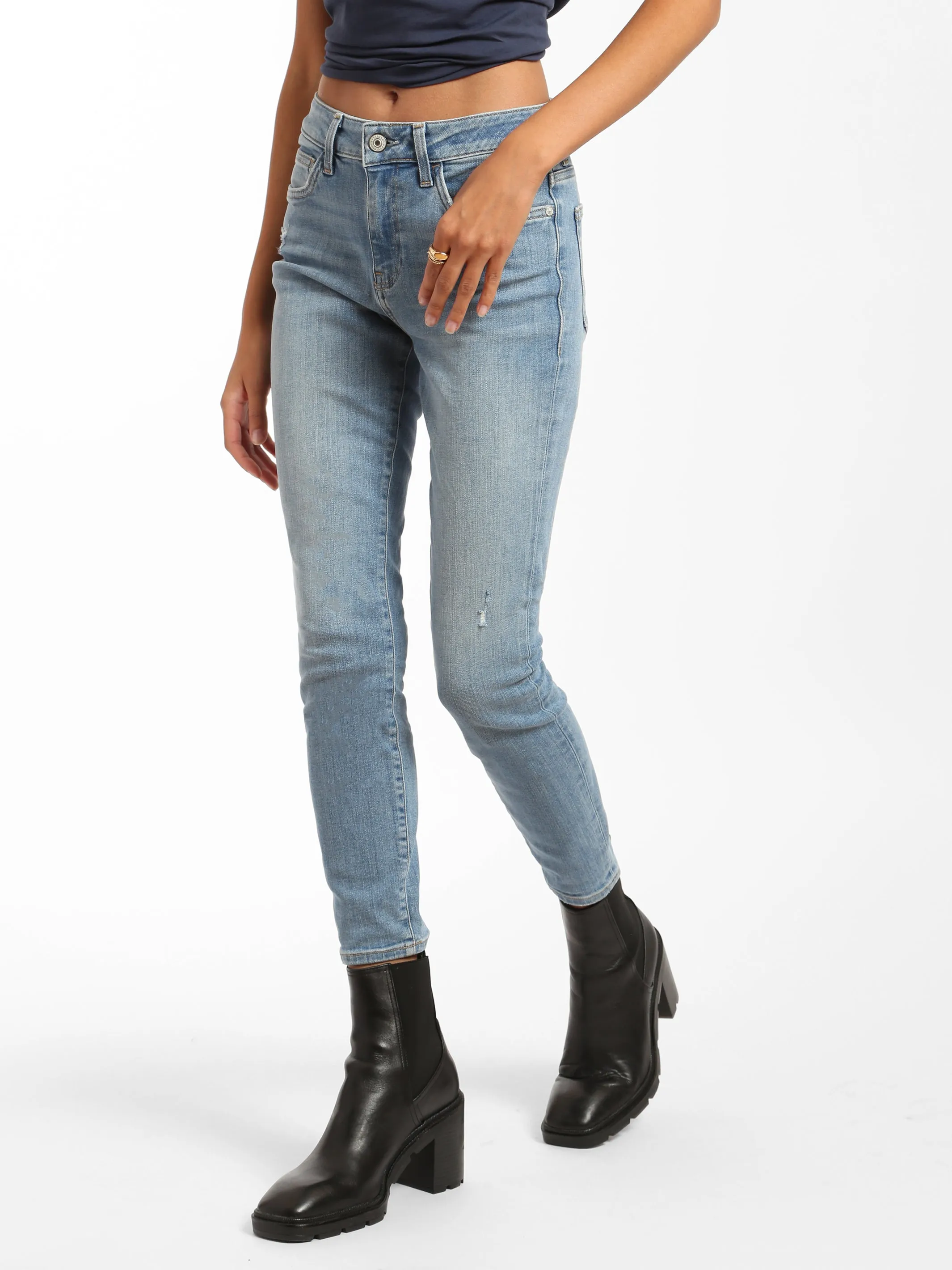 Coco High Rise Skinny Jeans in Light Denim sold by Brooklyn Industries