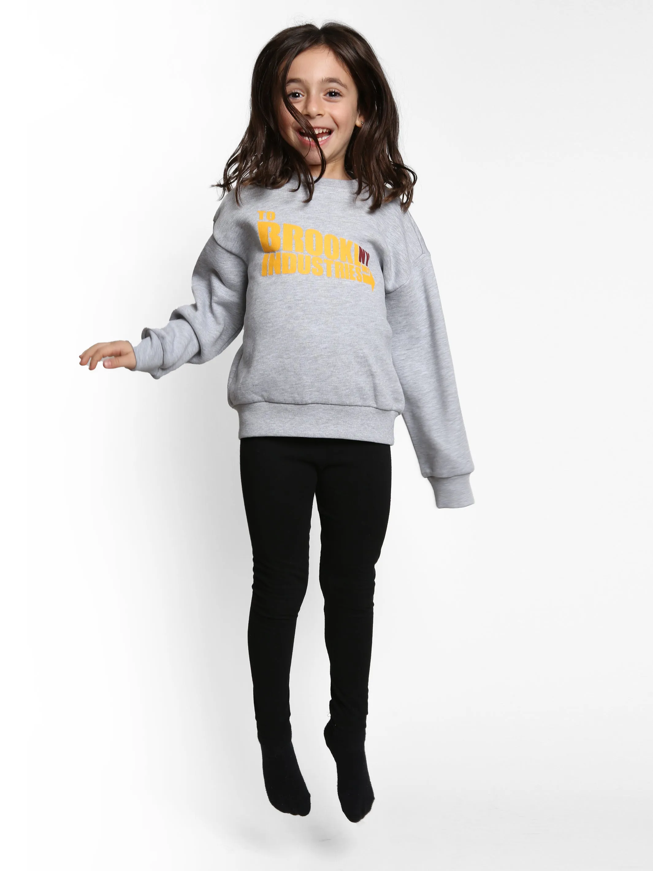 Girl's Retro Crew Neck Sweatshirt in Grey Melange sold by Brooklyn Industries product image thumbnail 4