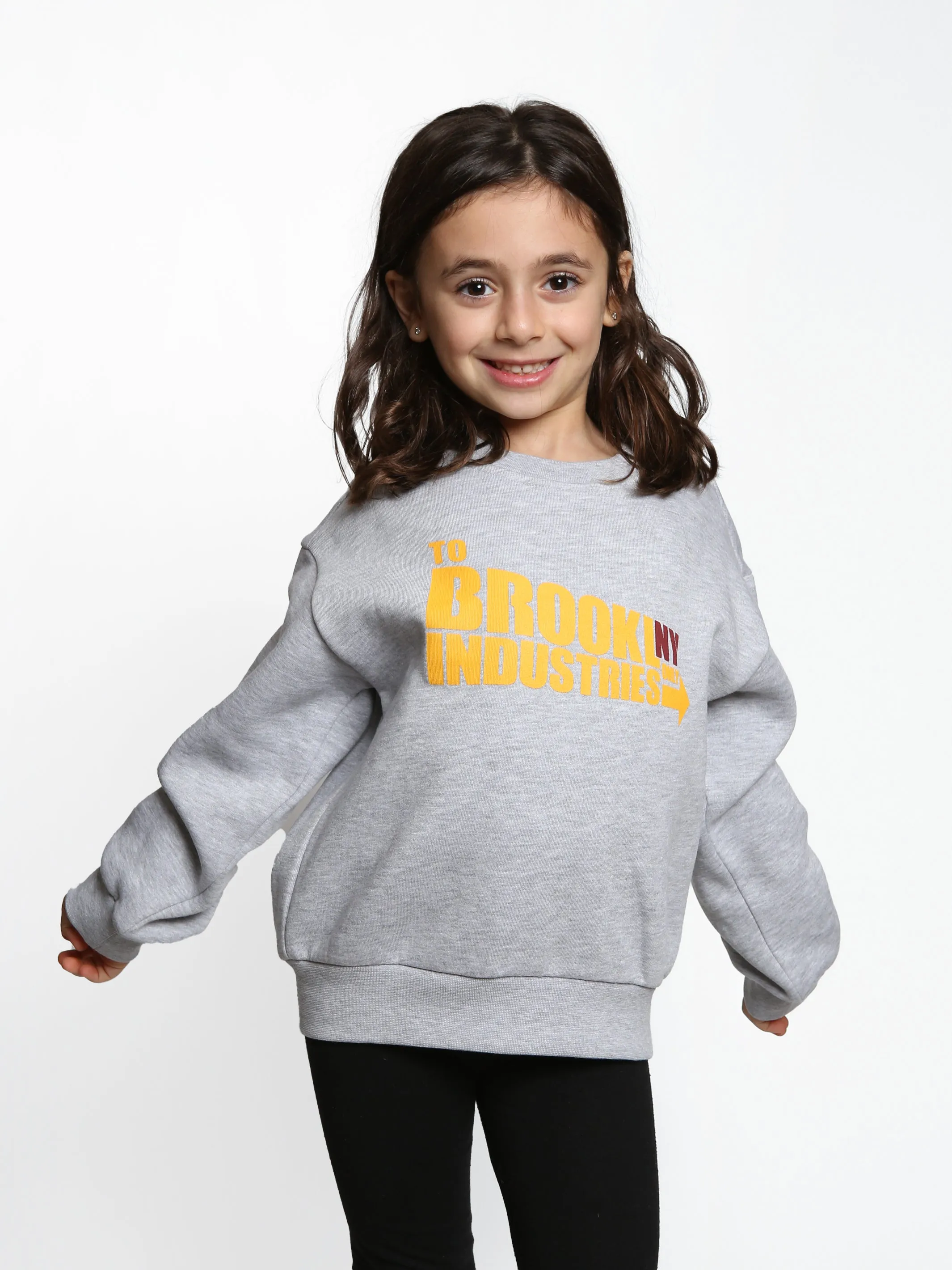 Girl's Retro Crew Neck Sweatshirt in Grey Melange sold by Brooklyn Industries product image thumbnail 3