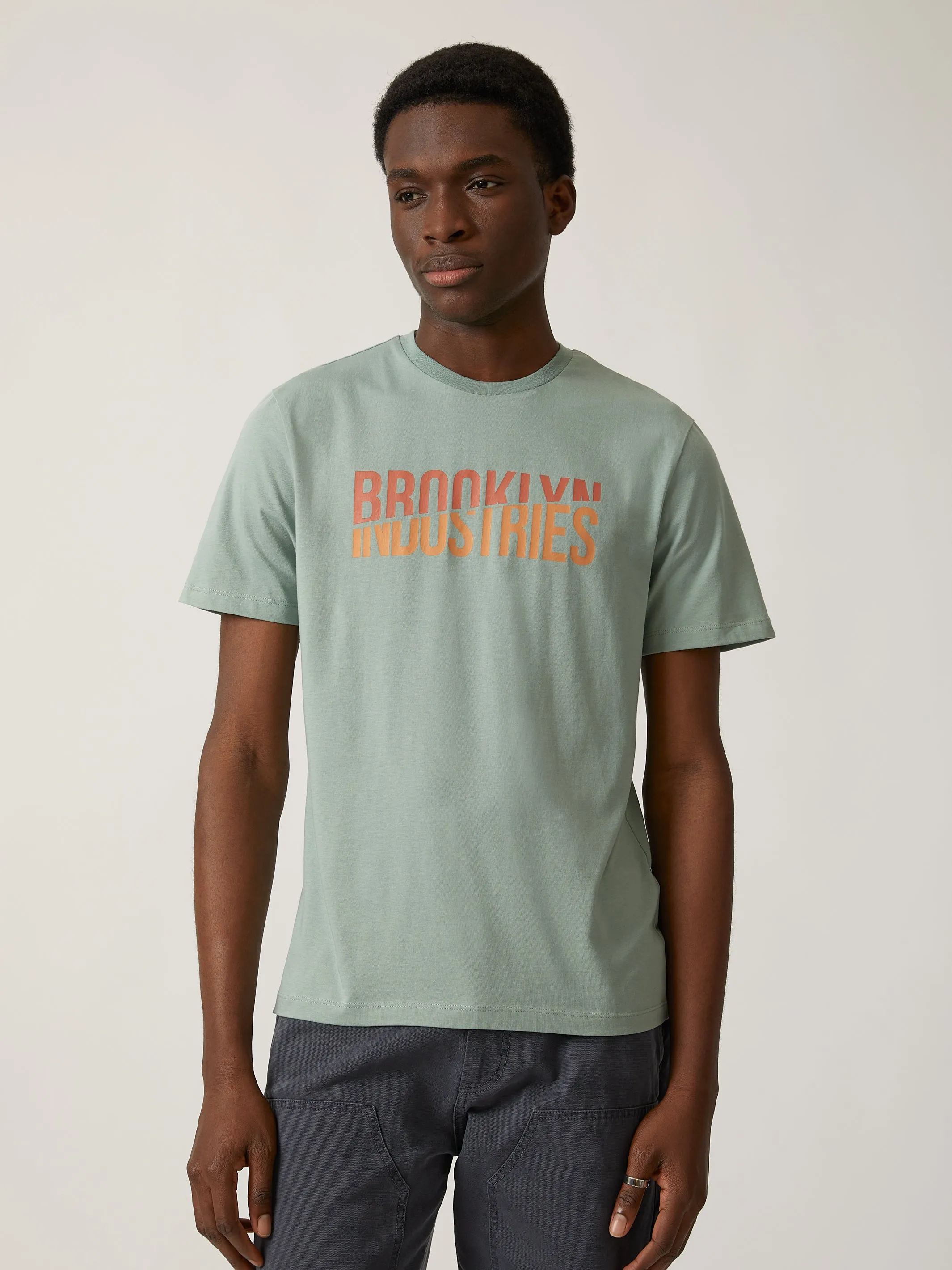 Men's Split T-shirt in Green Milieu sold by Brooklyn Industries product image thumbnail 4