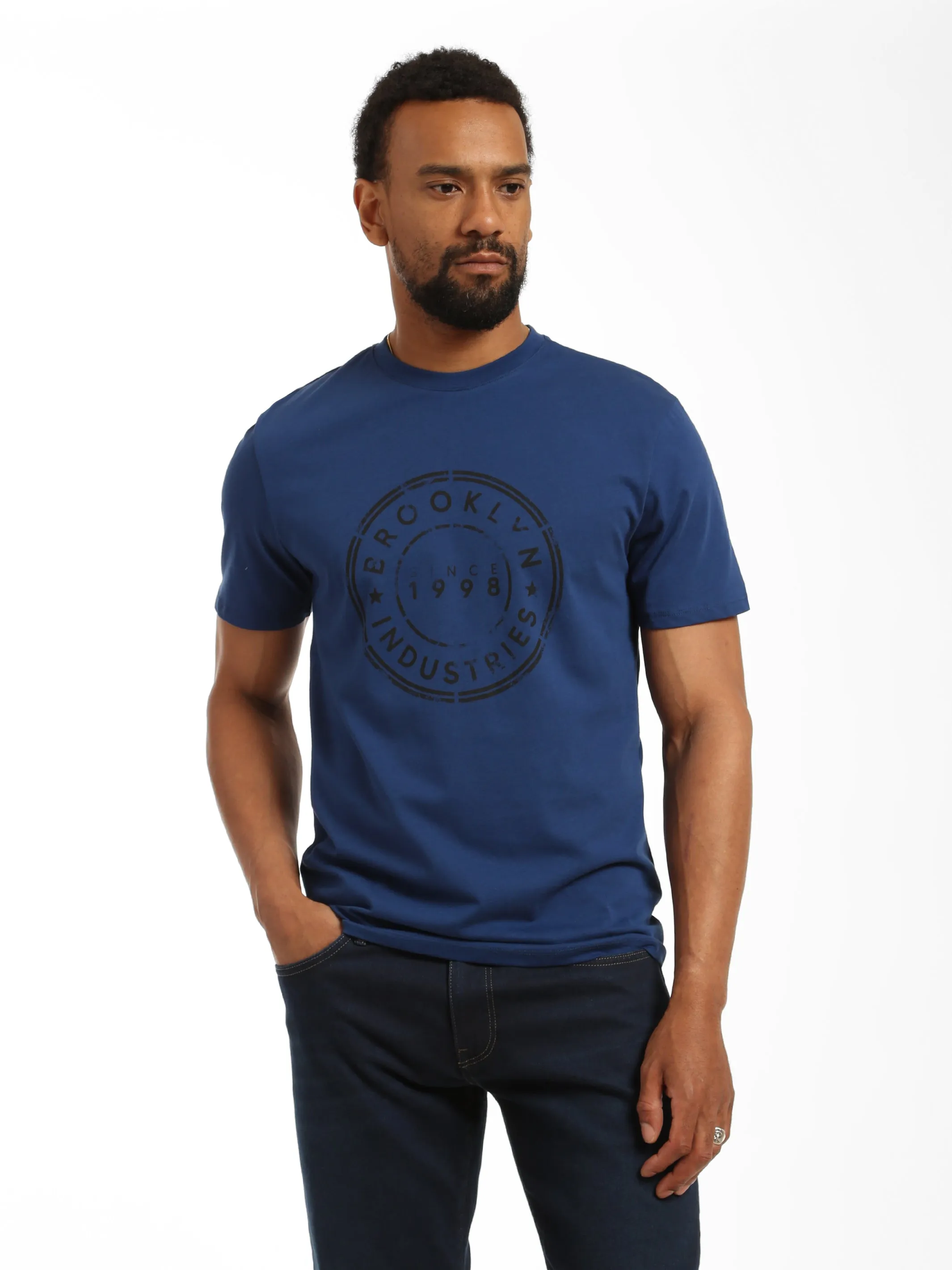 Men's Stamp T-shirt in Navy Peony sold by Brooklyn Industries product image thumbnail 3