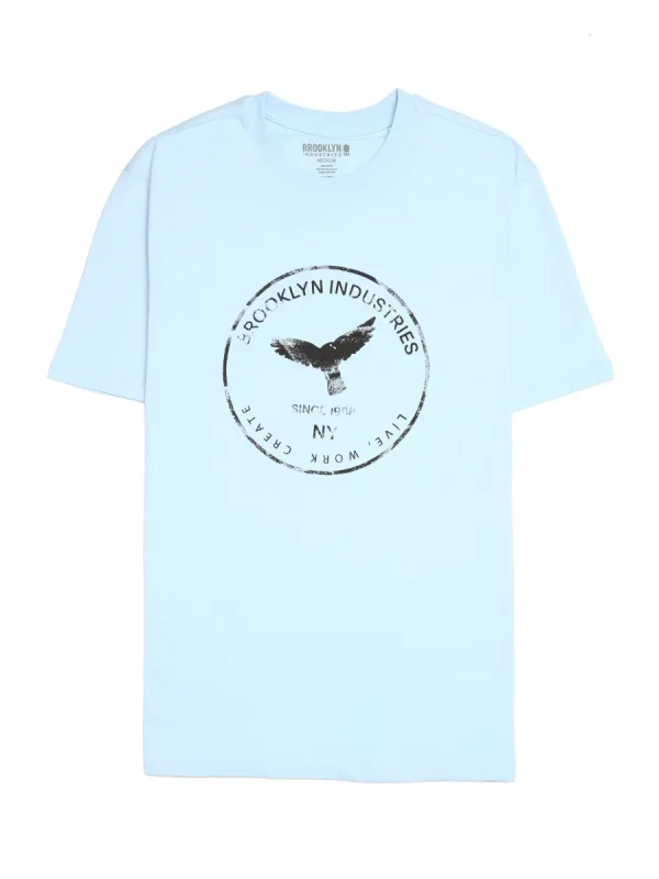 Men's Eagle Stamp T-shirt in Cerulean sold by Brooklyn Industries