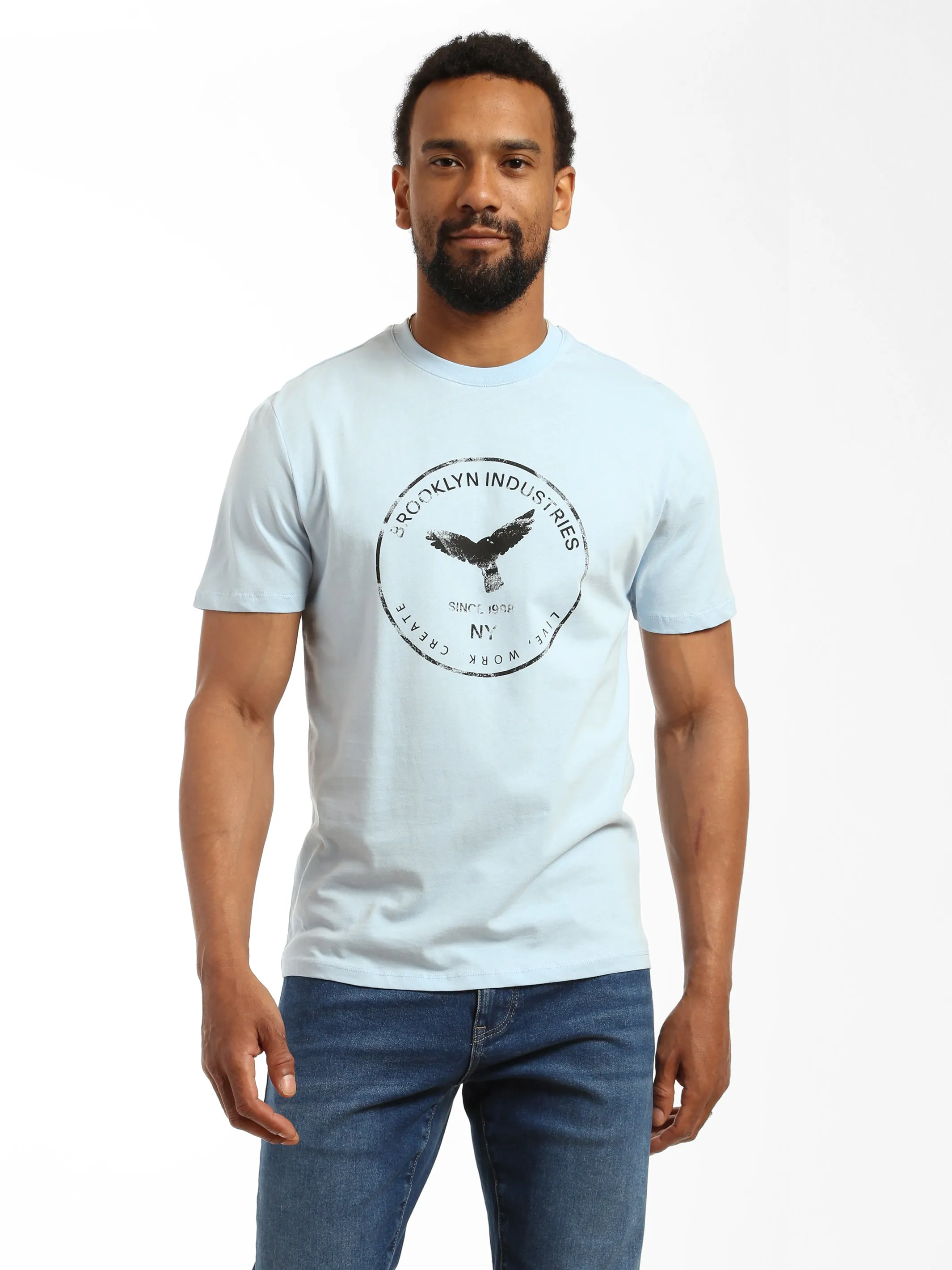 Men's Eagle Stamp T-shirt in Cerulean sold by Brooklyn Industries product image thumbnail 3