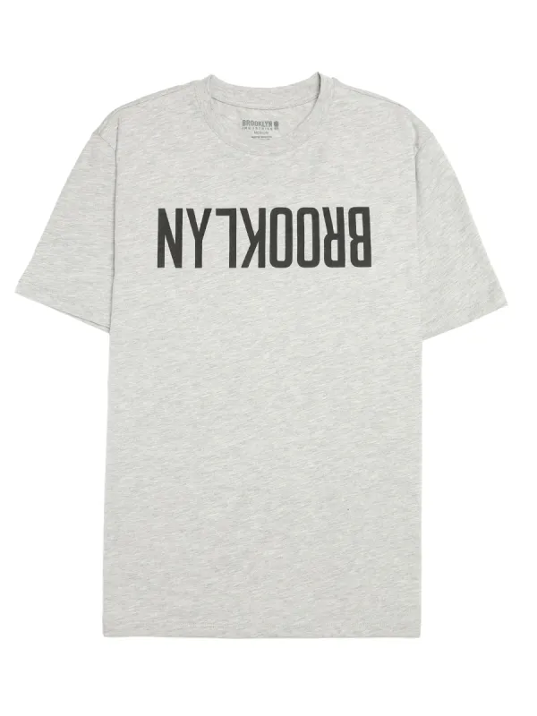 Men's Reversed Brooklyn T-shirt in Grey Melange sold by Brooklyn Industries