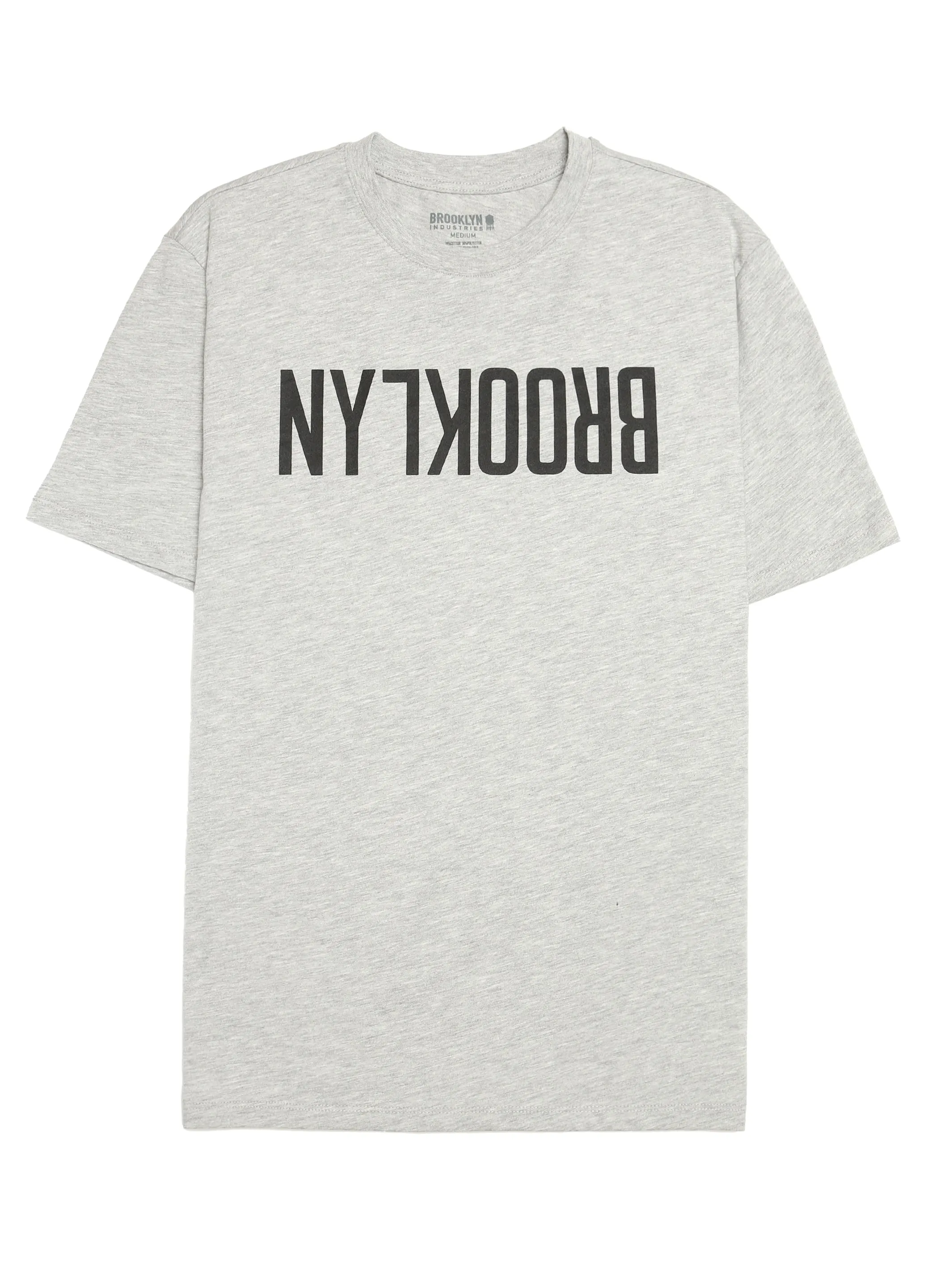 Men's Reversed Brooklyn T-shirt in Grey Melange sold by Brooklyn Industries