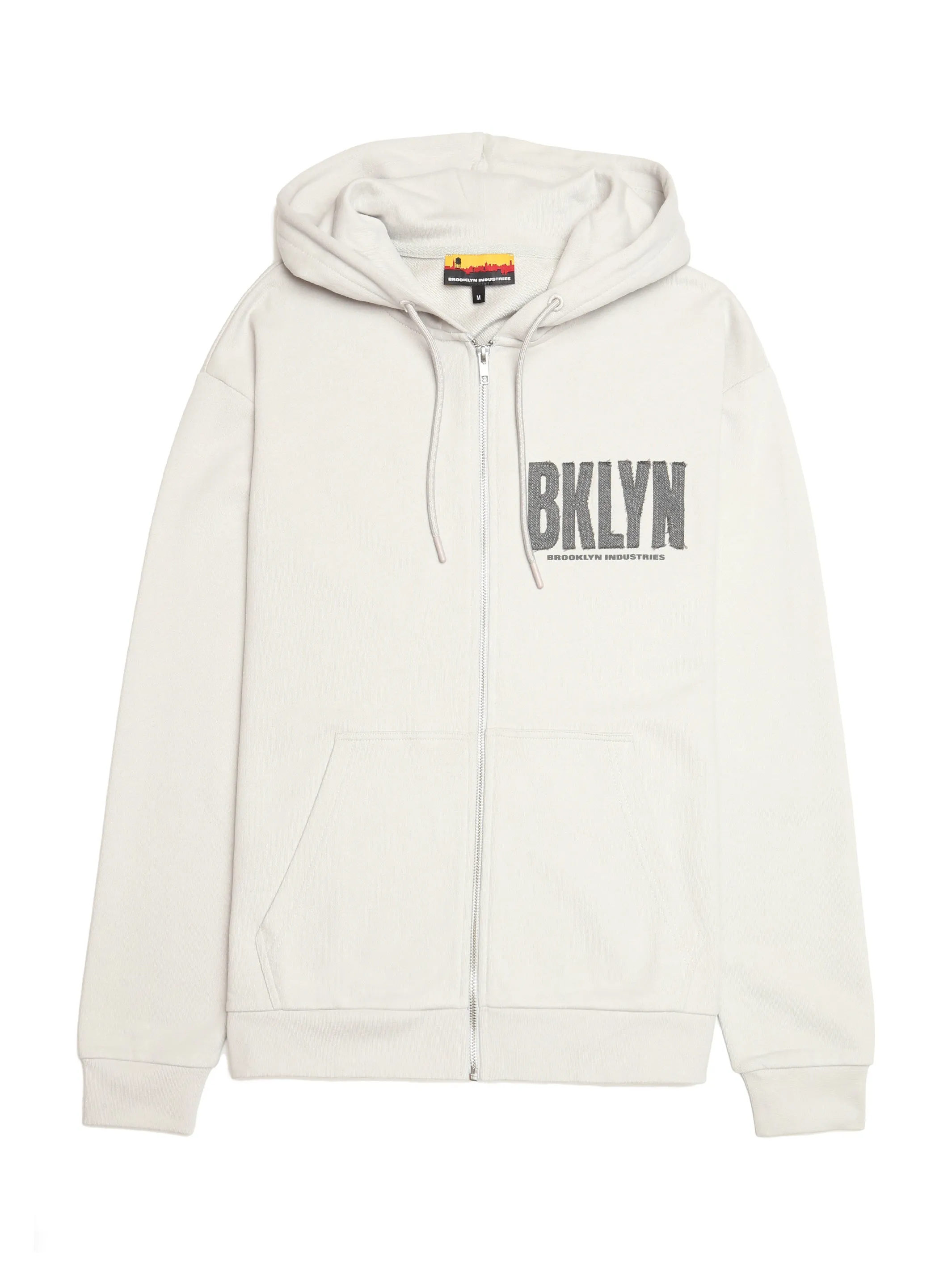 Men's Denim Patch Zip-Up Hoodie in Luna Rock sold by Brooklyn Industries