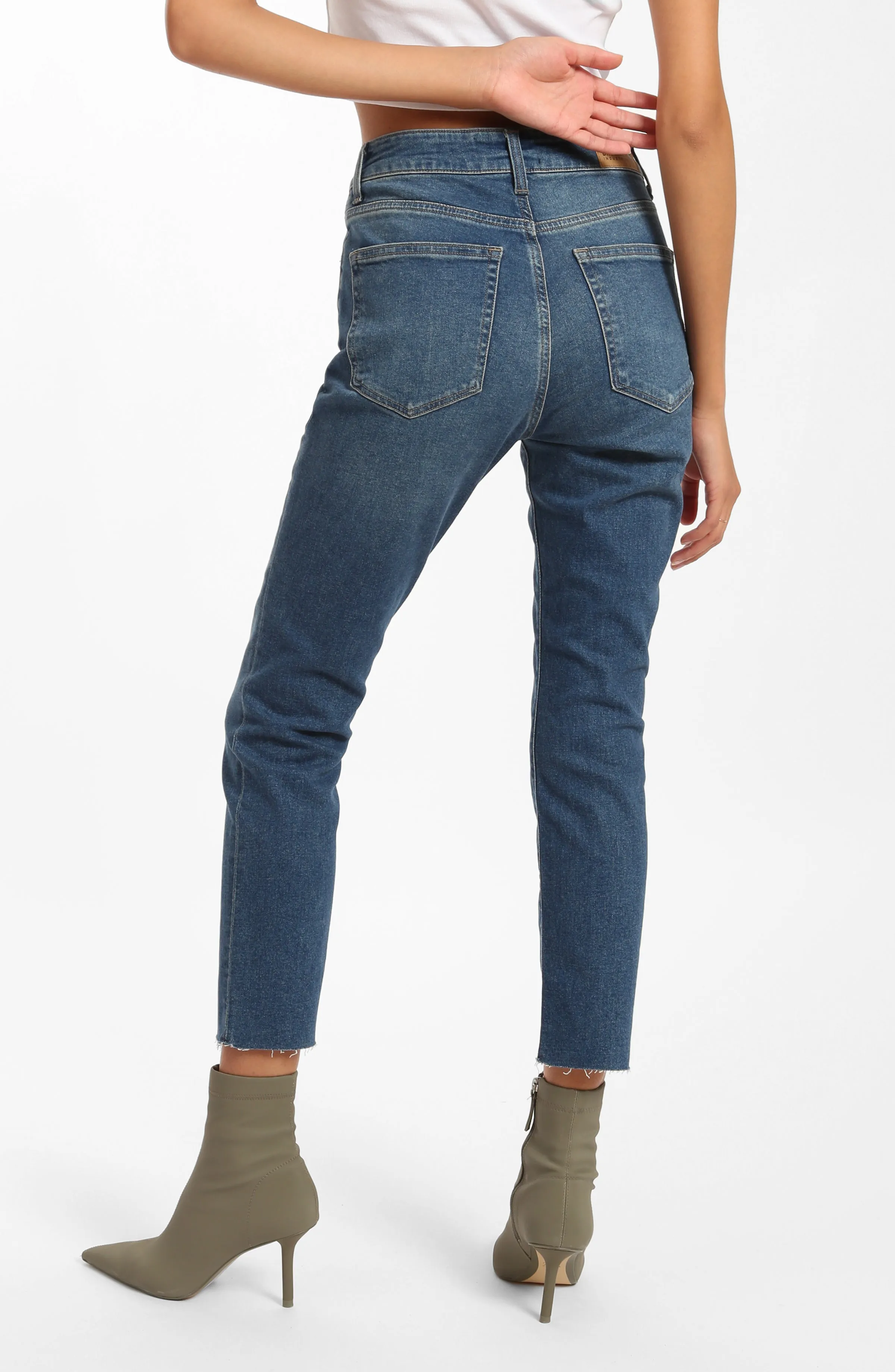 Court High Rise Cropped Straight Leg Jeans in Dark Blue Denim sold by Brooklyn Industries product image thumbnail 2