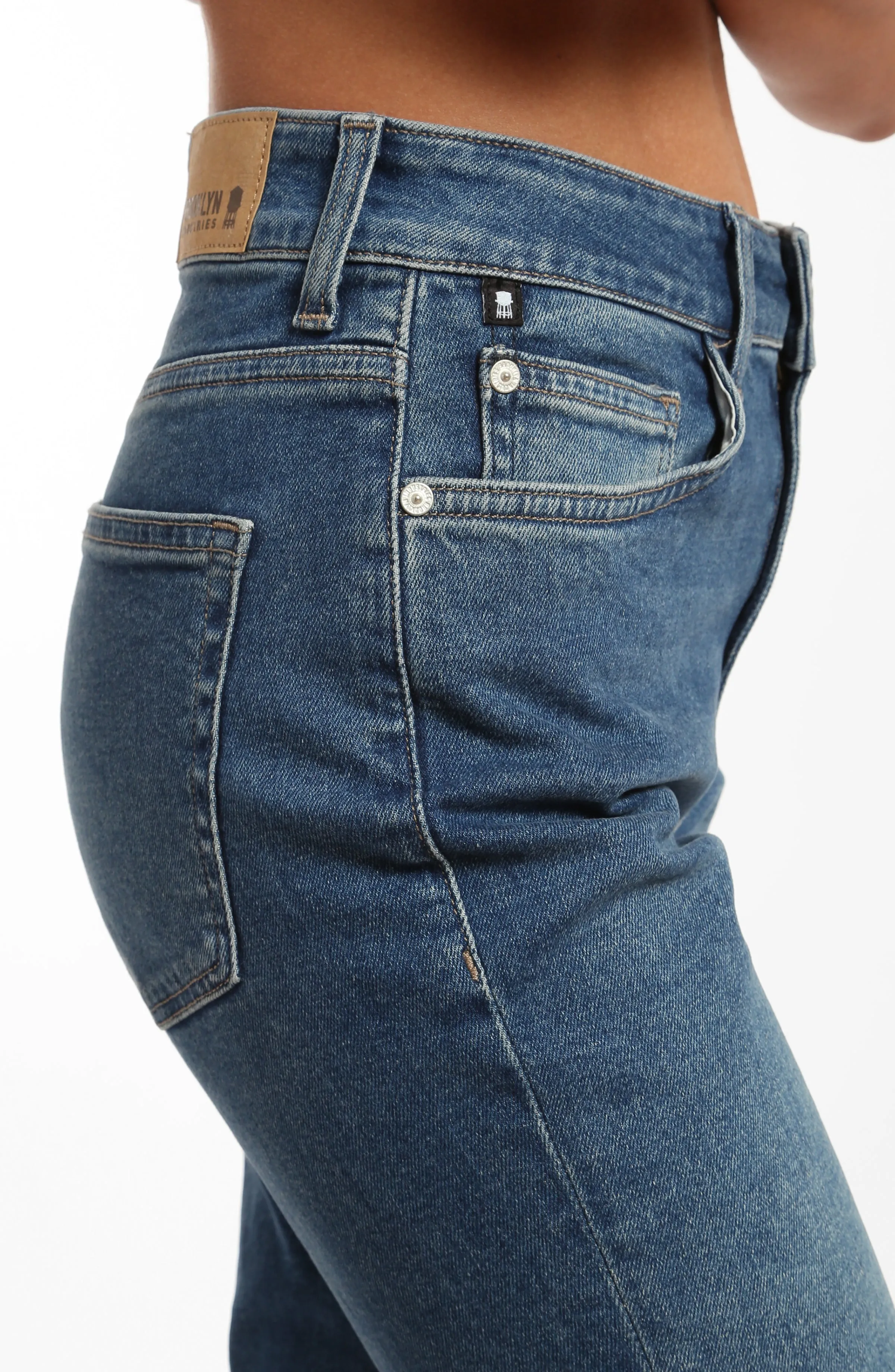 Court High Rise Cropped Straight Leg Jeans in Dark Blue Denim sold by Brooklyn Industries product image thumbnail 4