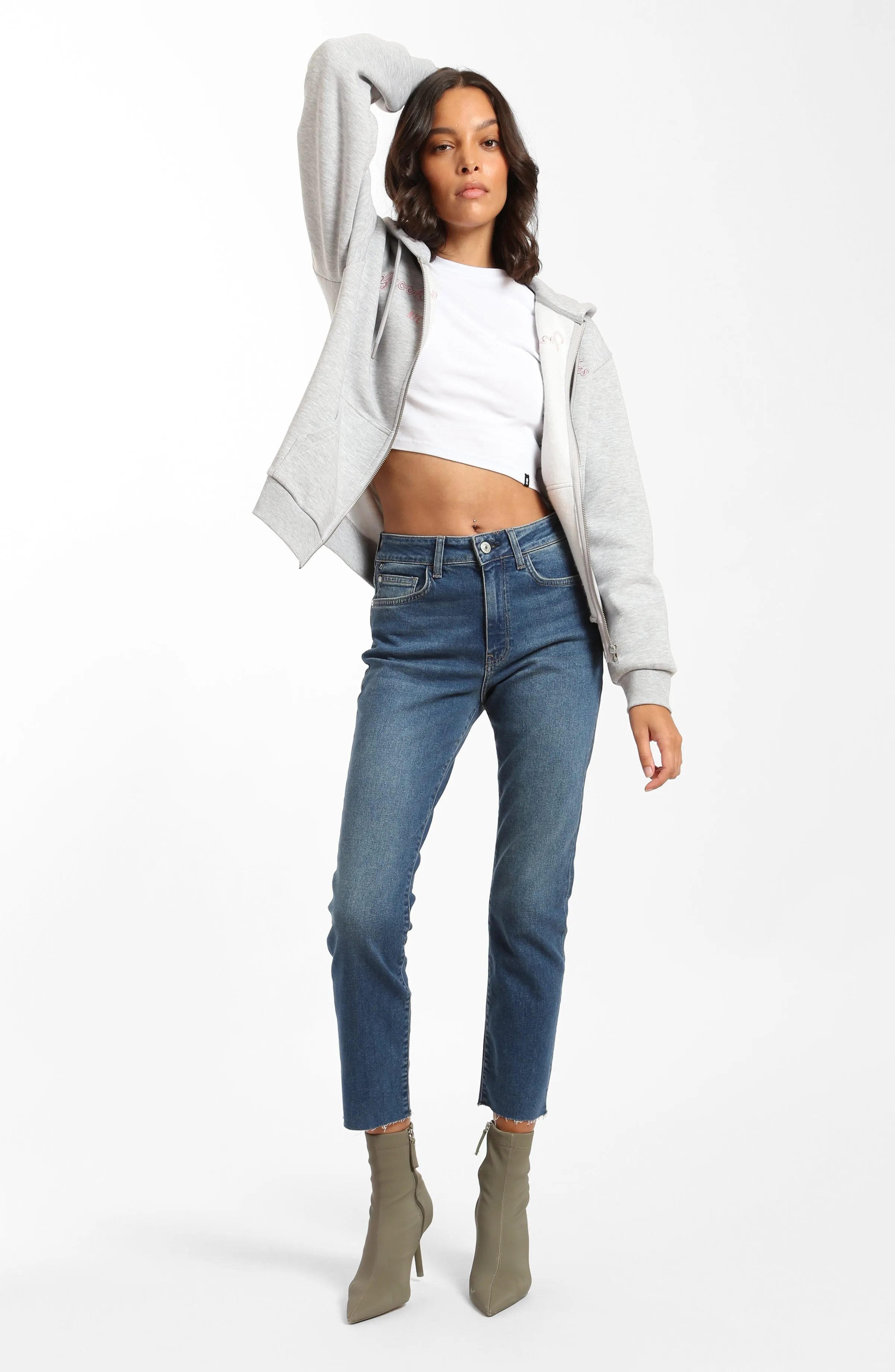 Court High Rise Cropped Straight Leg Jeans in Dark Blue Denim sold by Brooklyn Industries product image thumbnail 3