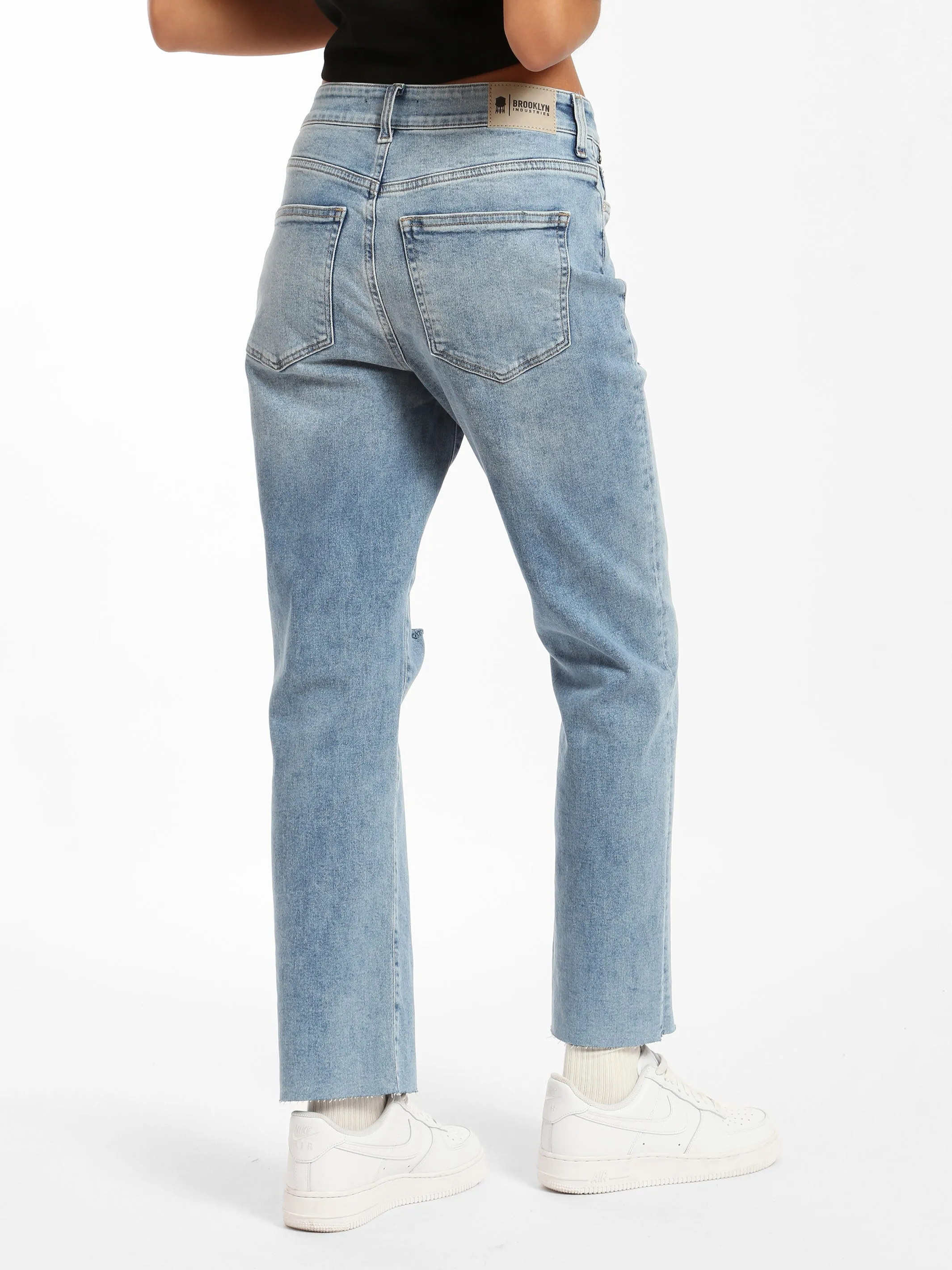 Meadow High Rise Boyfriend Jeans in Mid Ripped Denim sold by Brooklyn Industries product image thumbnail 2