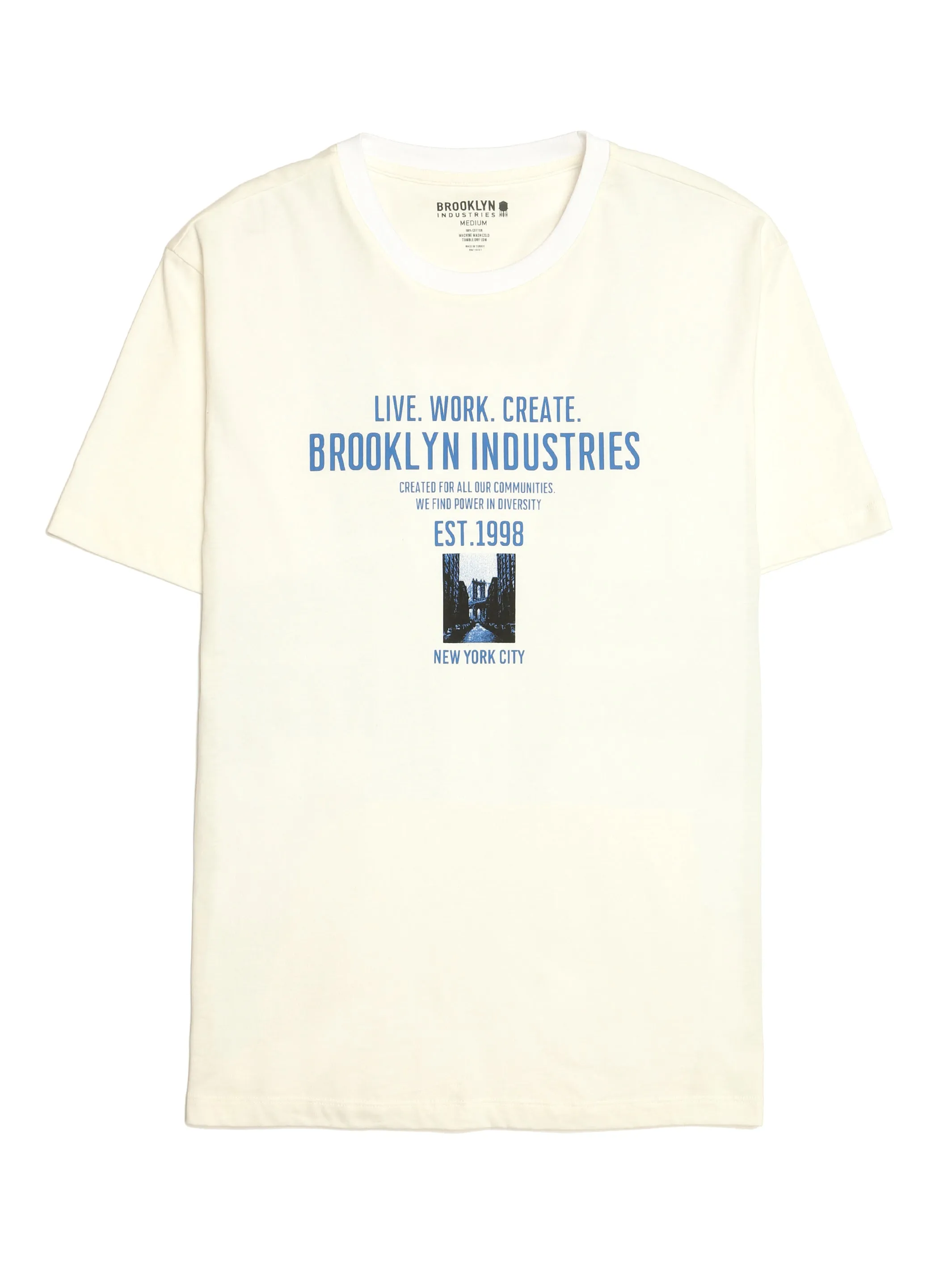 Men's BKI News T-shirt in Antique White sold by Brooklyn Industries