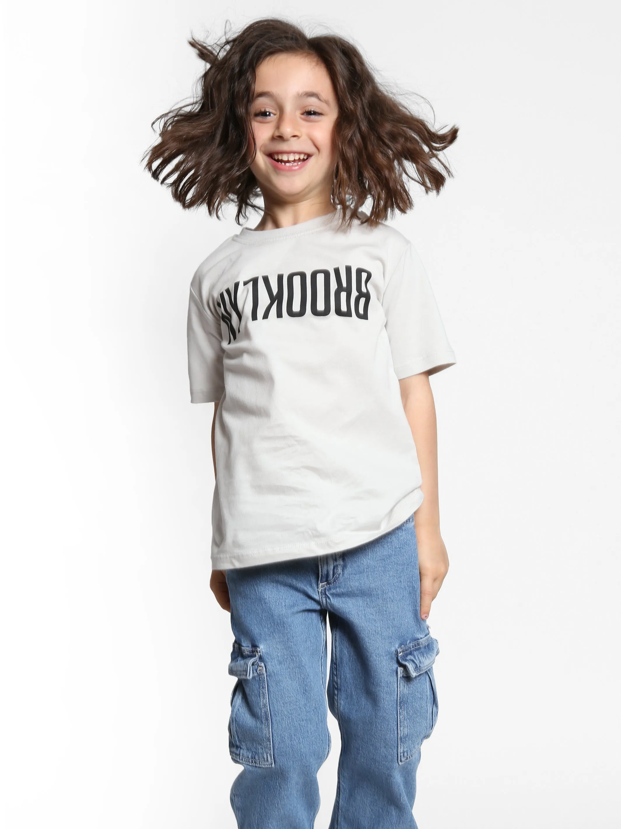 Girl's Reversed Brooklyn T-Shirt in Silver Birch sold by Brooklyn Industries product image thumbnail 4