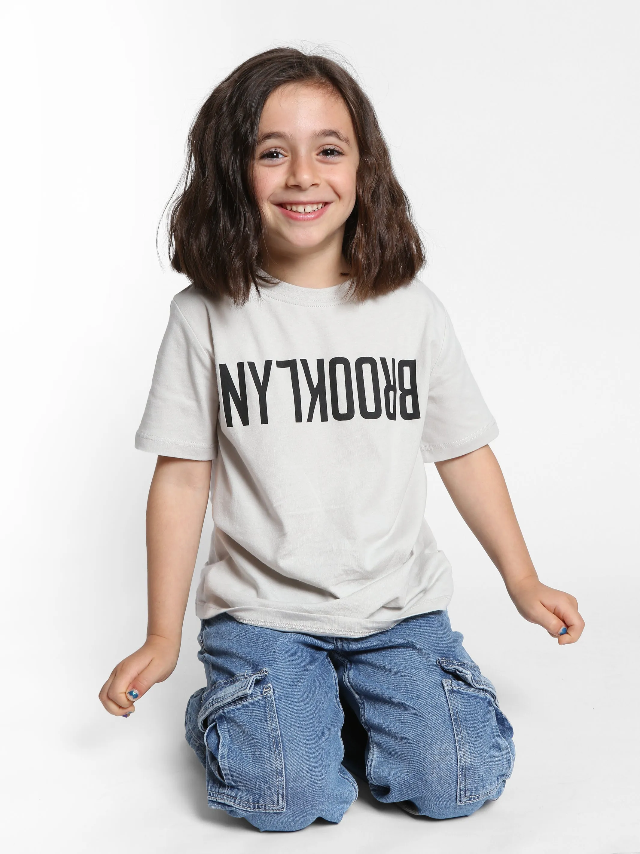 Girl's Reversed Brooklyn T-Shirt in Silver Birch sold by Brooklyn Industries product image thumbnail 5