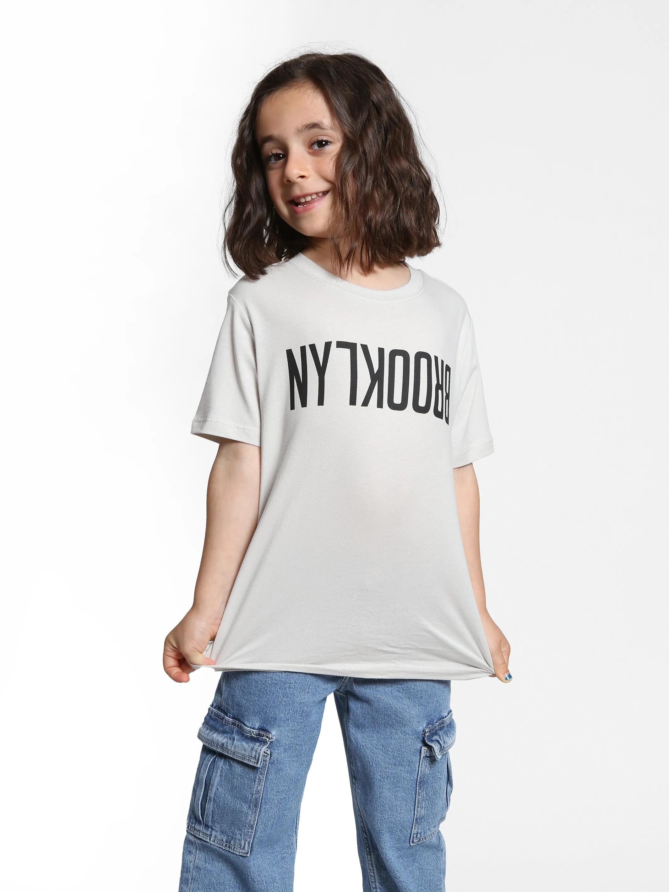 Girl's Reversed Brooklyn T-Shirt in Silver Birch sold by Brooklyn Industries product image thumbnail 3