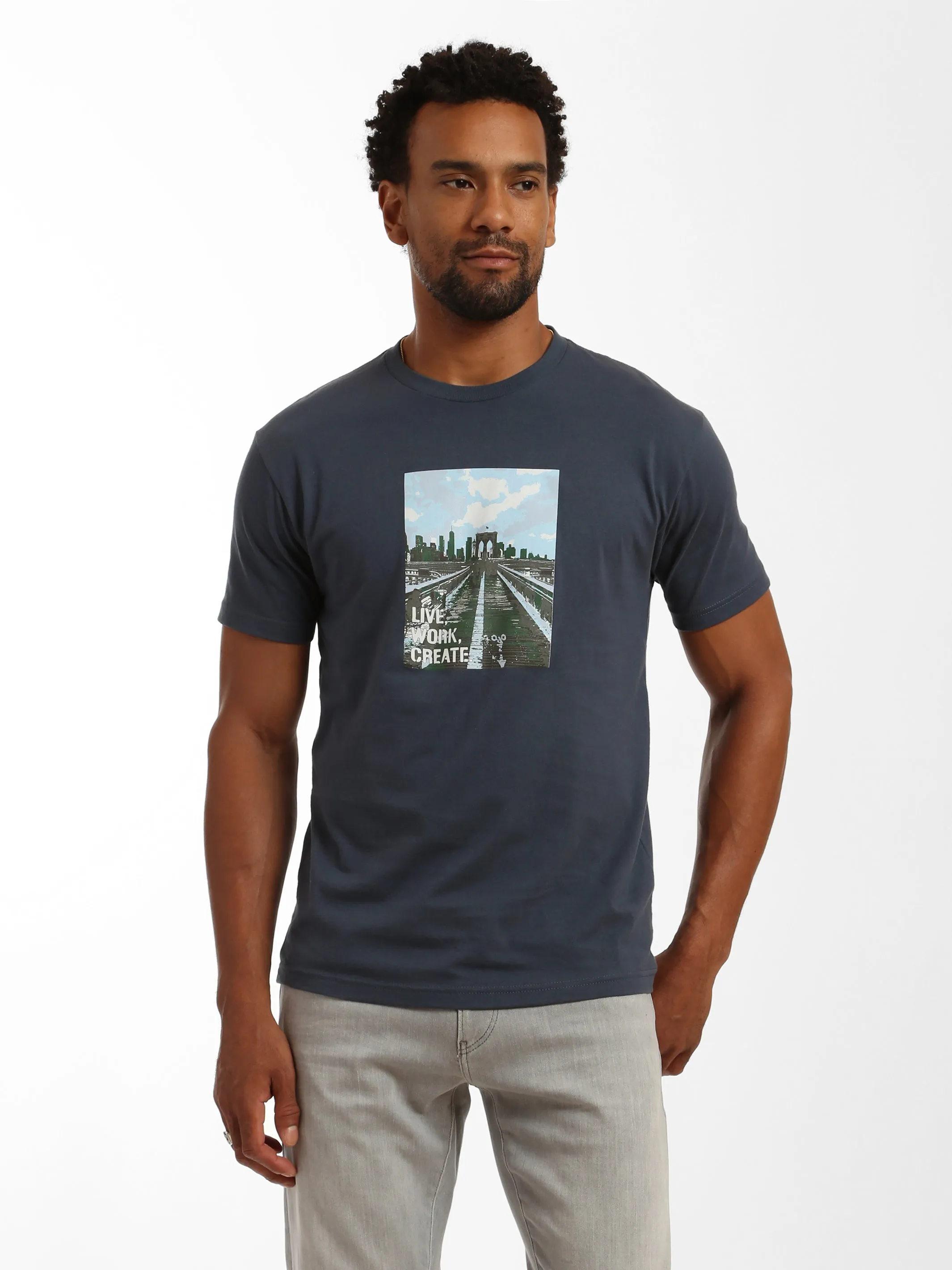 Men's Brooklyn Bridge Live, Work, Create T-Shirt sold by Brooklyn Industries product image thumbnail 3