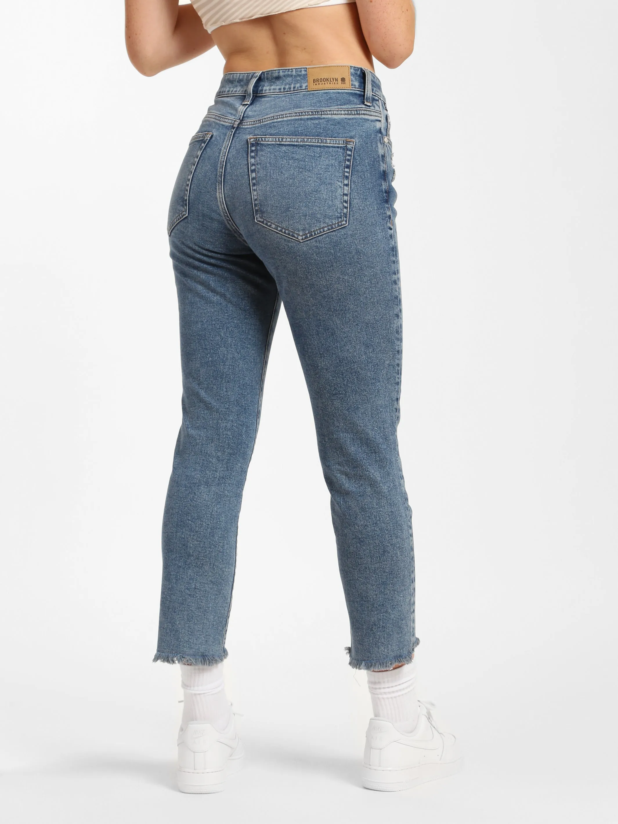 Court High Rise Cropped Straight Leg Jeans in Light Ripped Denim sold by Brooklyn Industries product image thumbnail 2