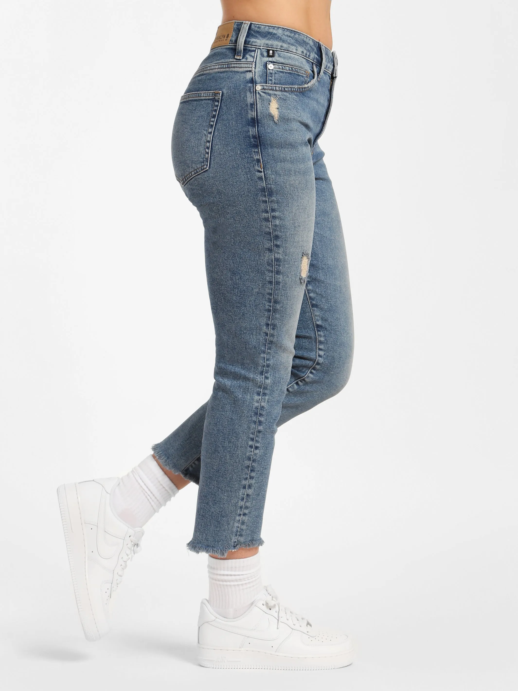 Court High Rise Cropped Straight Leg Jeans in Light Ripped Denim sold by Brooklyn Industries product image thumbnail 4