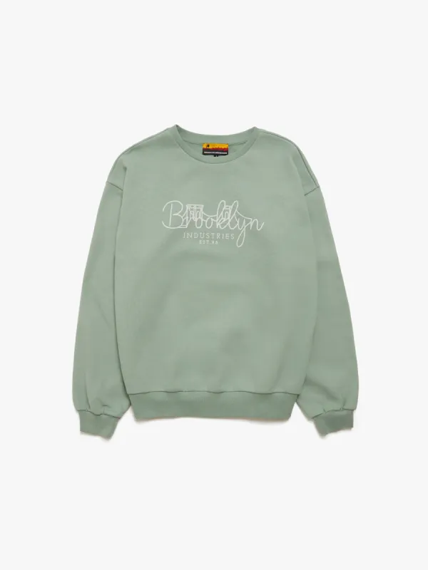 Women's Brooklyn Bridge Sweatshirt in Green Milieu sold by Brooklyn Industries