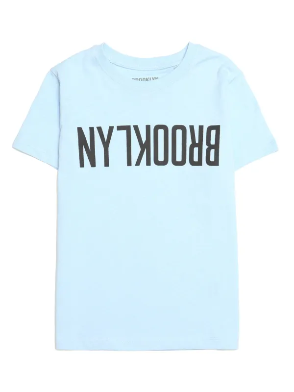 Boy's Reversed Brooklyn T-shirt in Cerulean sold by Brooklyn Industries