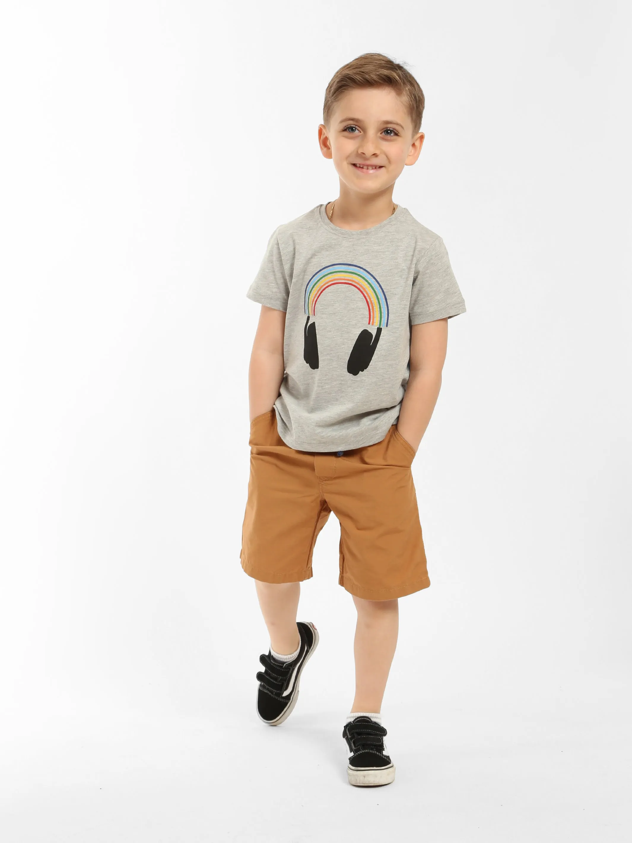 Boy's Brooklyn Headphone Pride T-shirt in Grey Melange sold by Brooklyn Industries product image thumbnail 3
