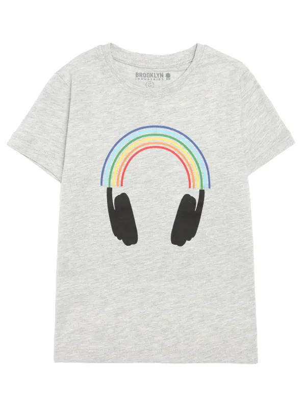 Boy's Brooklyn Headphone Pride T-shirt in Grey Melange sold by Brooklyn Industries