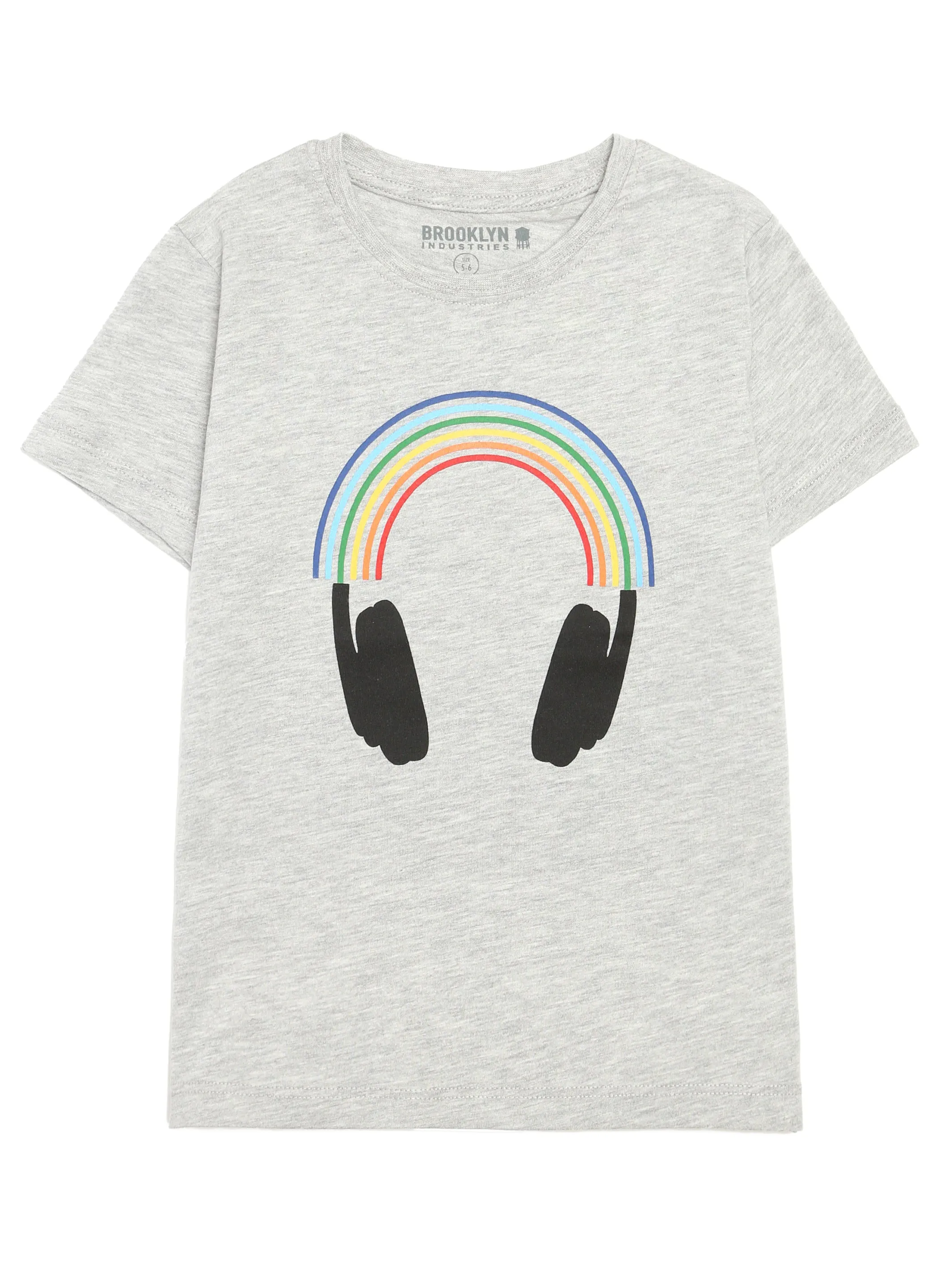Boy's Brooklyn Headphone Pride T-shirt in Grey Melange sold by Brooklyn Industries