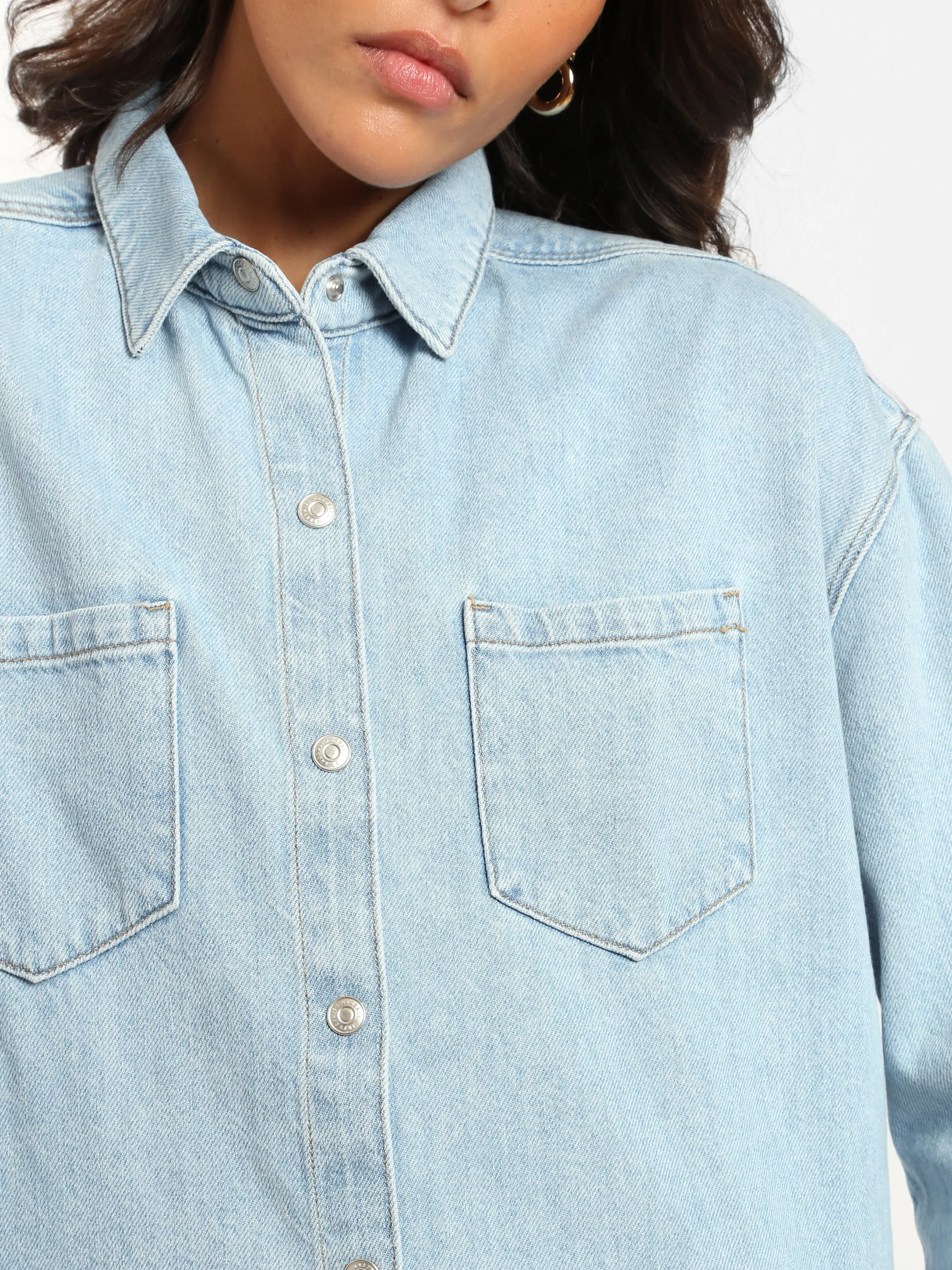 Whitney Denim Shirt in Bleached Denim sold by Brooklyn Industries product image thumbnail 3
