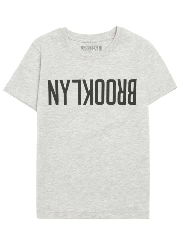 Boy's Reversed Brooklyn T-Shirt in Grey Melange sold by Brooklyn Industries