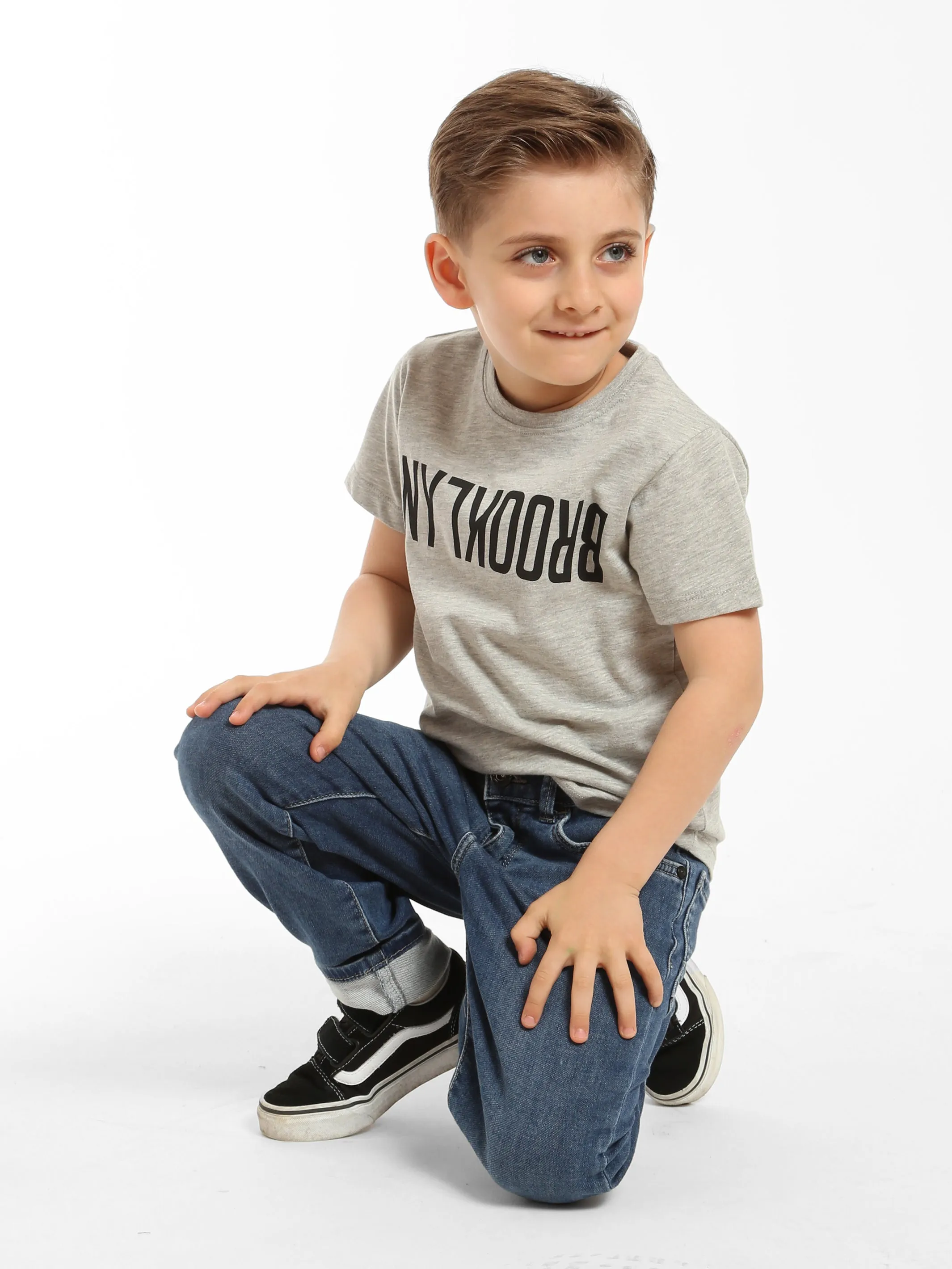 Boy's Reversed Brooklyn T-Shirt in Grey Melange sold by Brooklyn Industries product image thumbnail 4