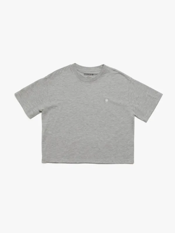 Women's Water Tower Crop T-shirt in Grey Melange made by Brooklyn Industries