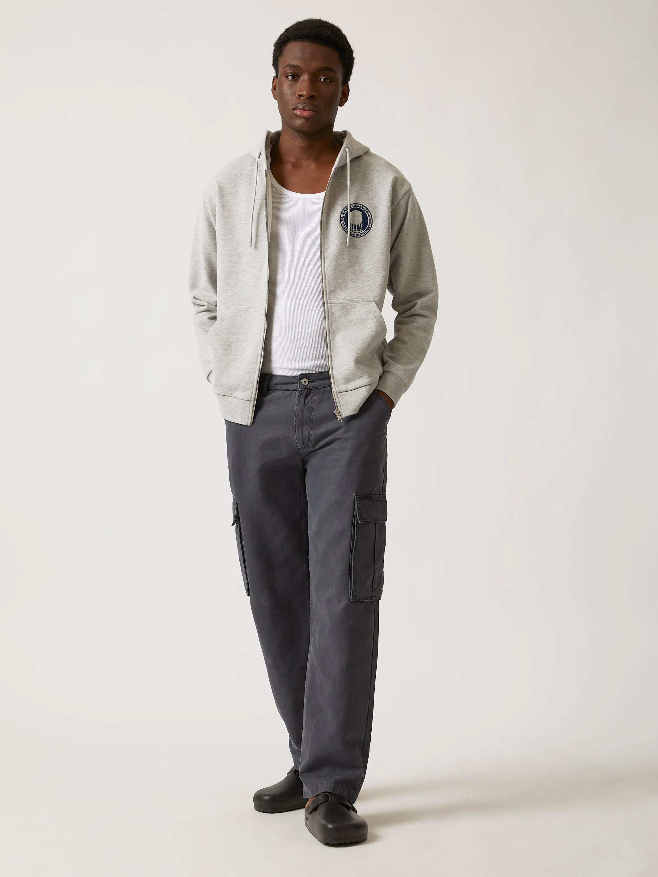 Men's Heritage Zip-Up Hoodie in Grey Melange sold by Brooklyn Industries product image thumbnail 3