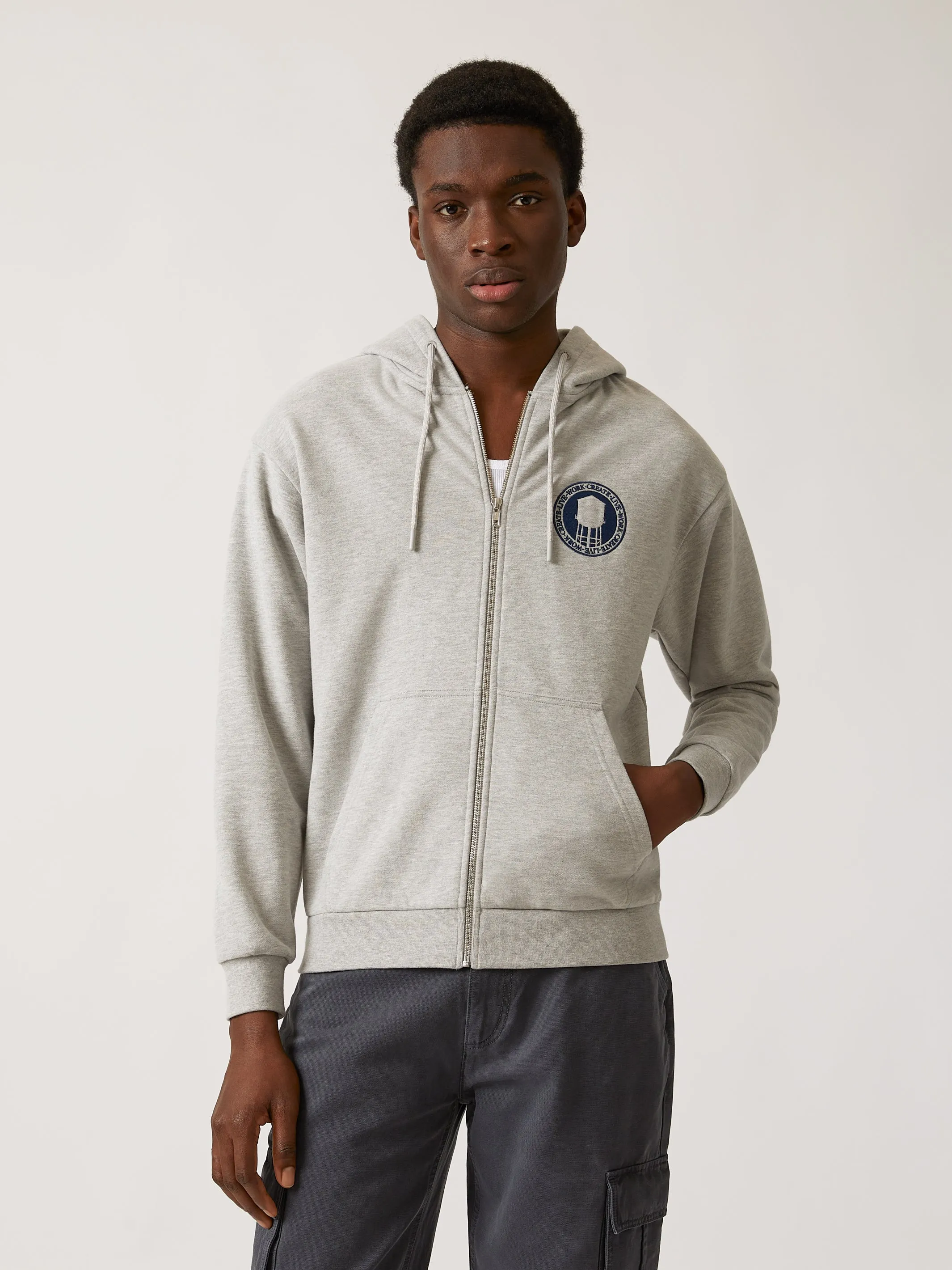 Men's Heritage Zip-Up Hoodie in Grey Melange sold by Brooklyn Industries product image thumbnail 5