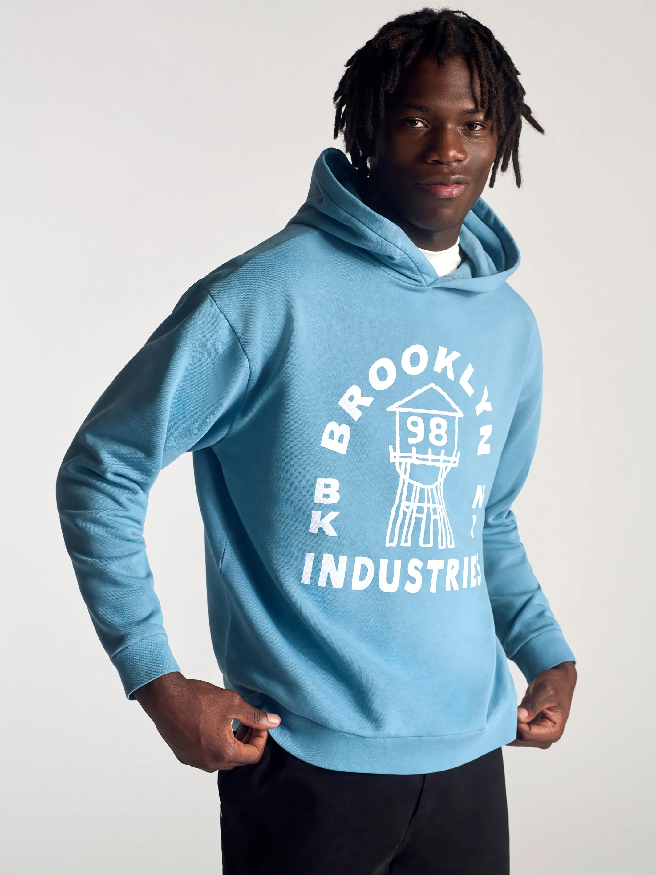 Men's Brooklyn Vintage Hooded Sweatshirt In Blue Shadow sold by Brooklyn Industries product image thumbnail 2