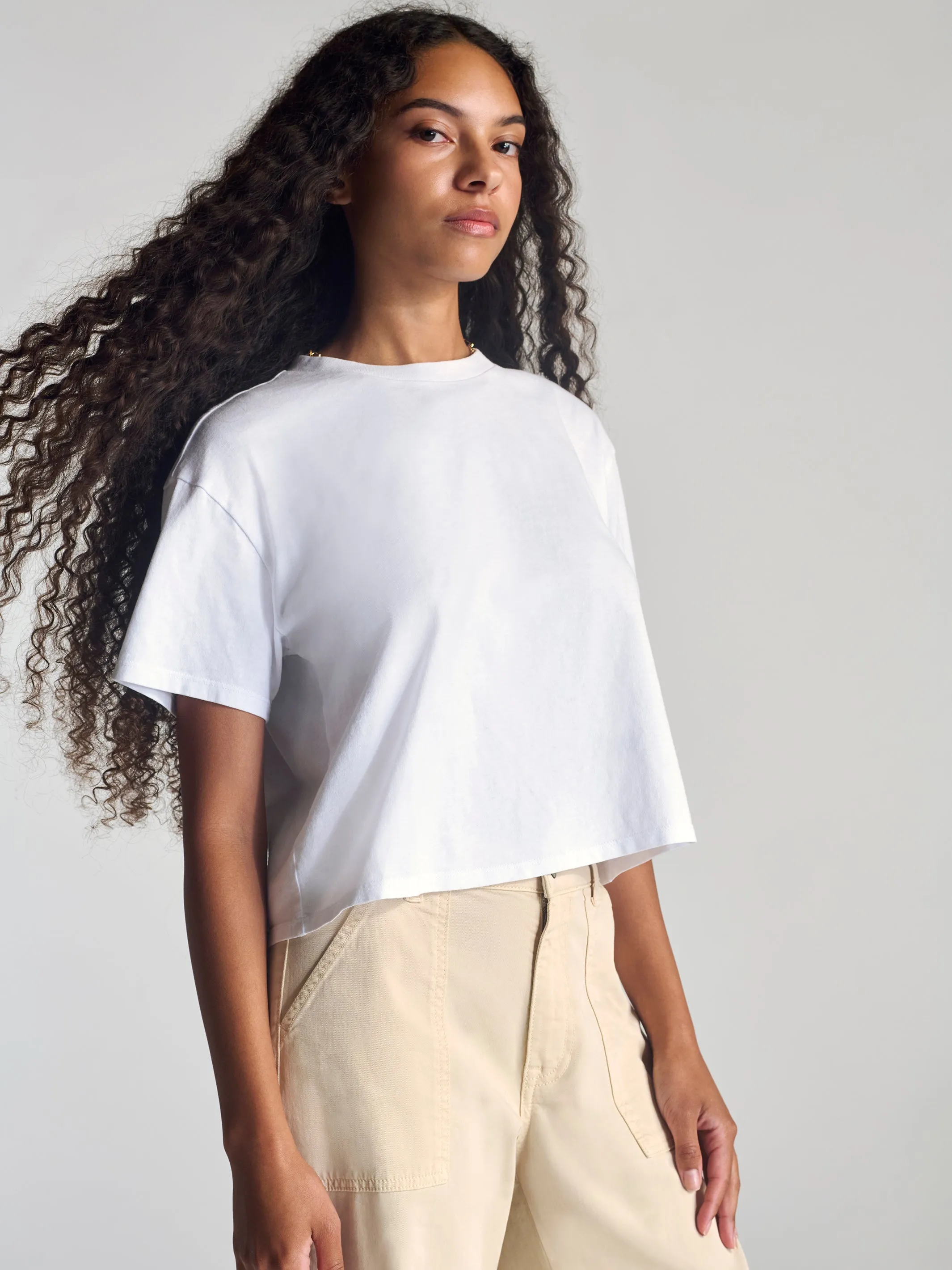 Women's Nassau Crew Neck Crop T-Shirt in White sold by Brooklyn Industries product image thumbnail 4