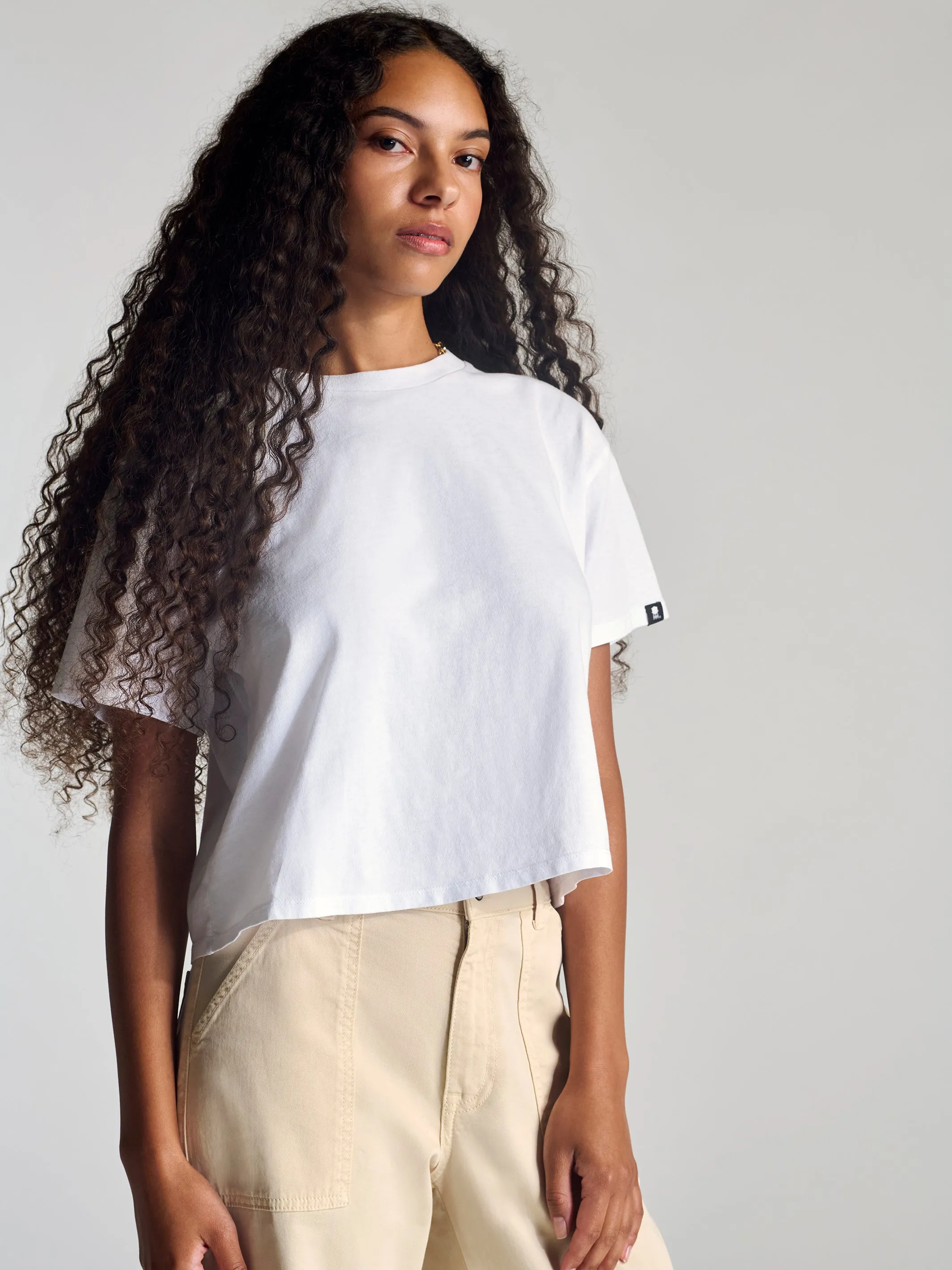 Women's Nassau Crew Neck Crop T-Shirt in White sold by Brooklyn Industries product image thumbnail 3