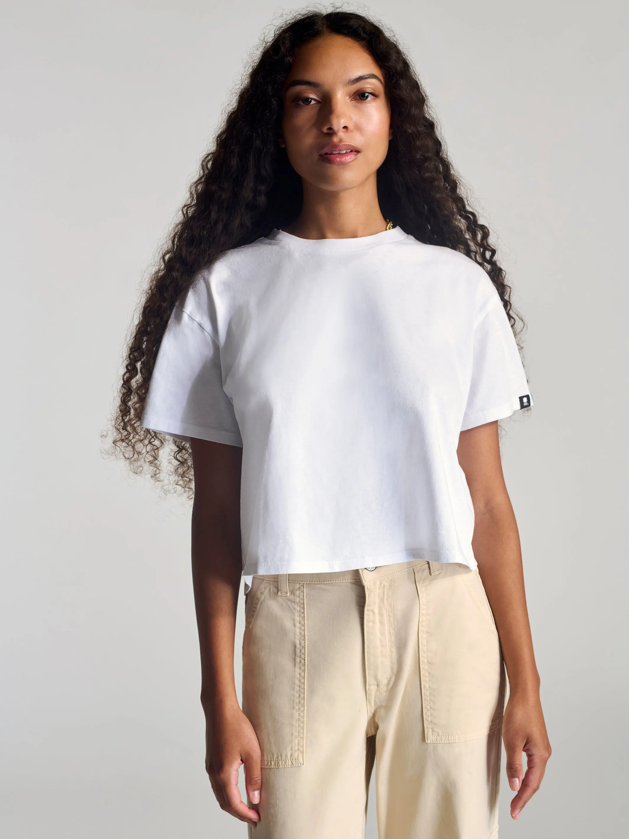 Women's Nassau Crew Neck Crop T-Shirt in White sold by Brooklyn Industries product image thumbnail 2