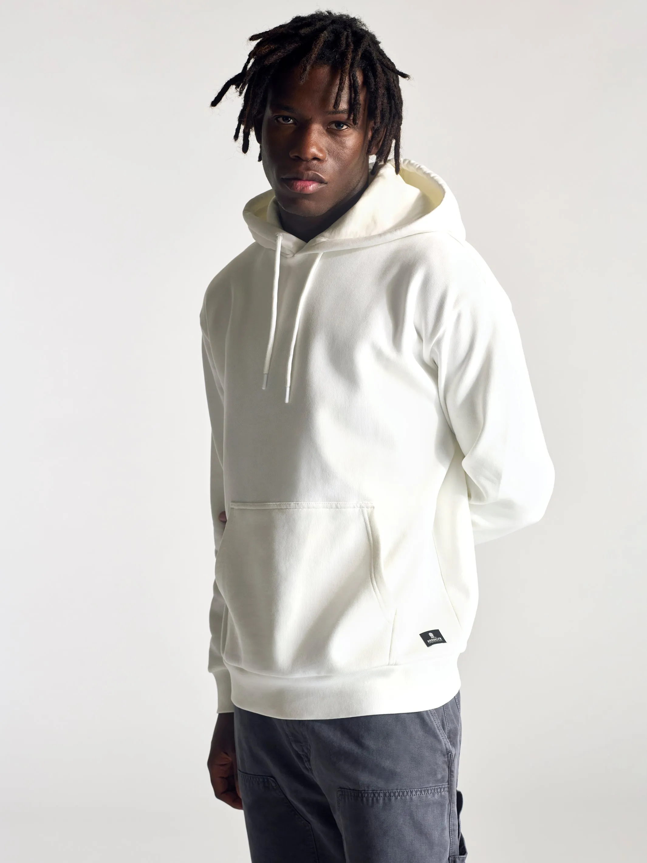 Men's Montrose Hooded Sweatshirt In Antique White sold by Brooklyn Industries