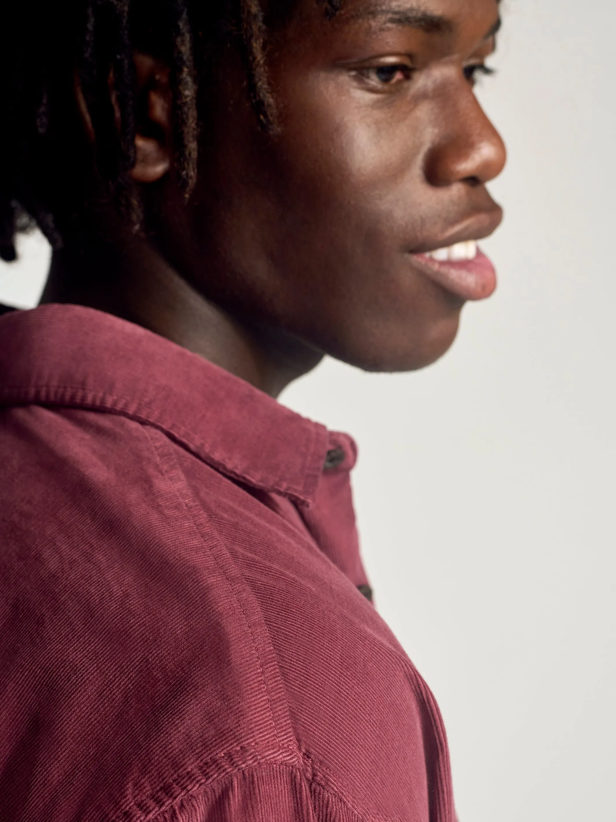 Men's Corduroy Long Sleeve Shirt In Red Mahogany sold by Brooklyn Industries product image thumbnail 5