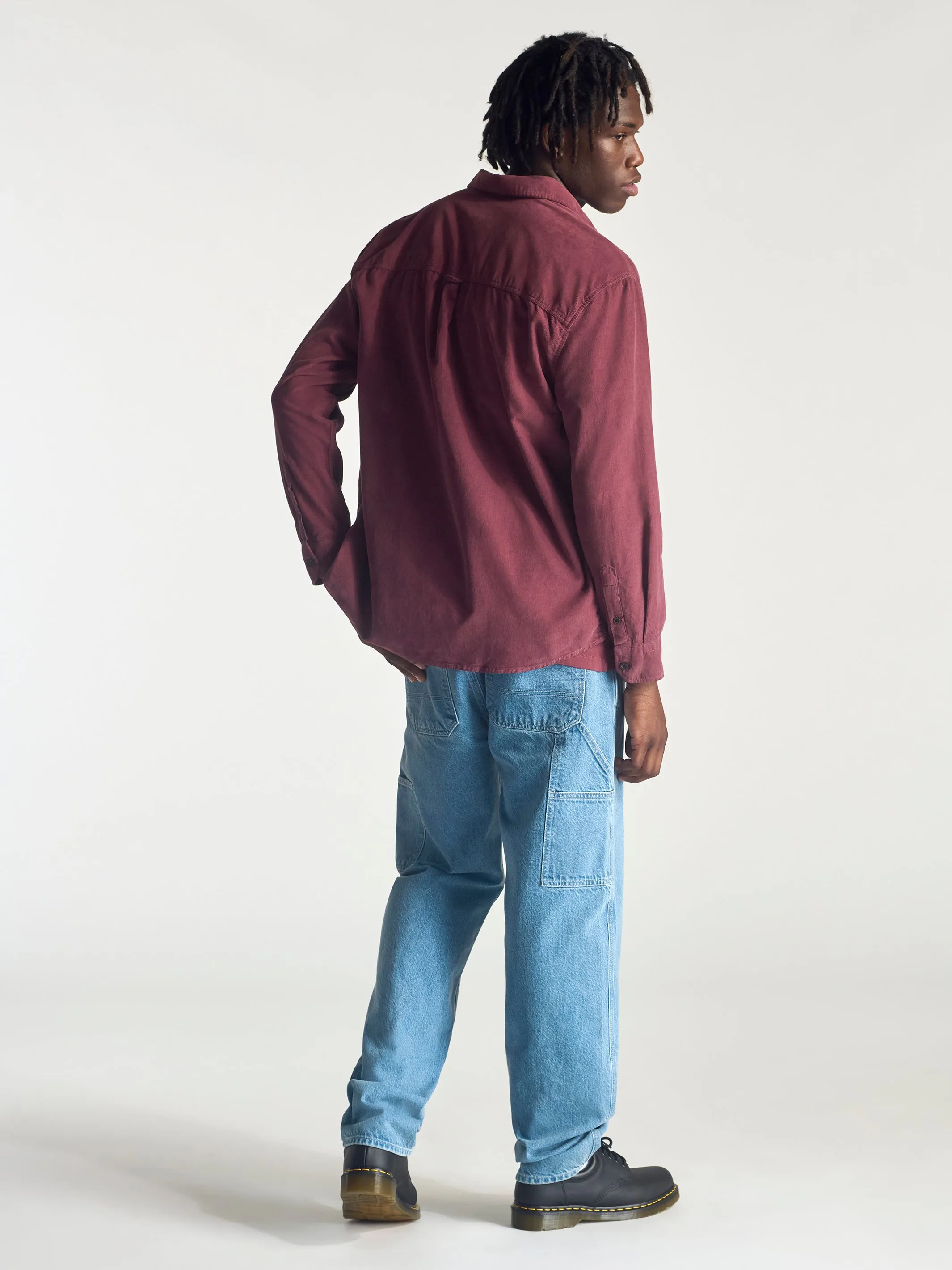 Men's Corduroy Long Sleeve Shirt In Red Mahogany sold by Brooklyn Industries product image thumbnail 4