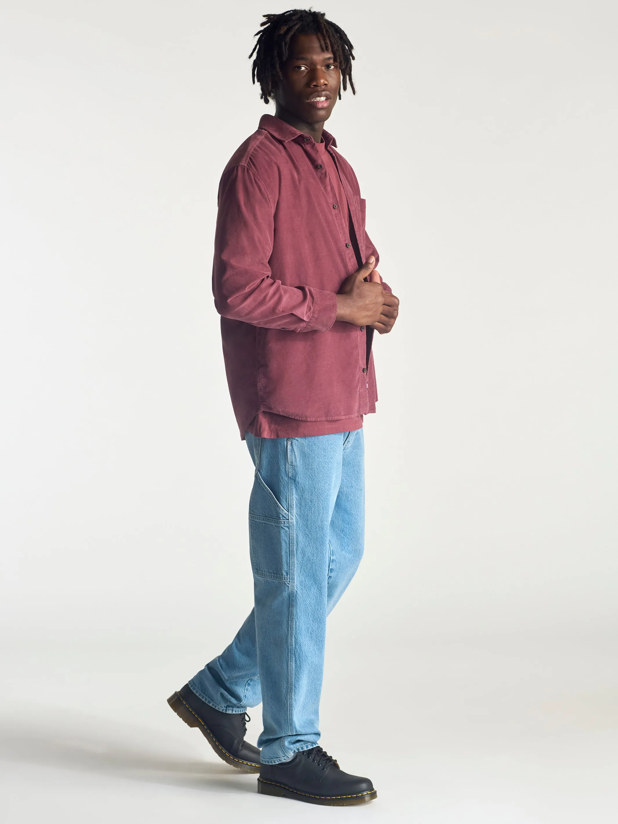 Men's Corduroy Long Sleeve Shirt In Red Mahogany sold by Brooklyn Industries product image thumbnail 2