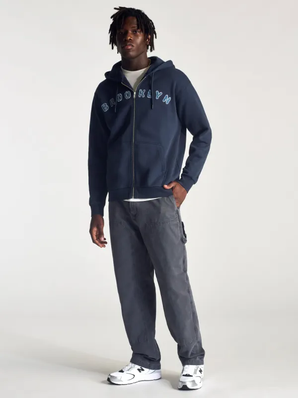 Men's Logo Zip Up Sweatshirt In Navy sold by Brooklyn Industries
