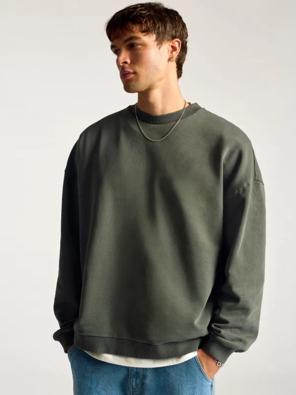Men's Crew Neck Sweatshirt In Gunmetal sold by Brooklyn Industries