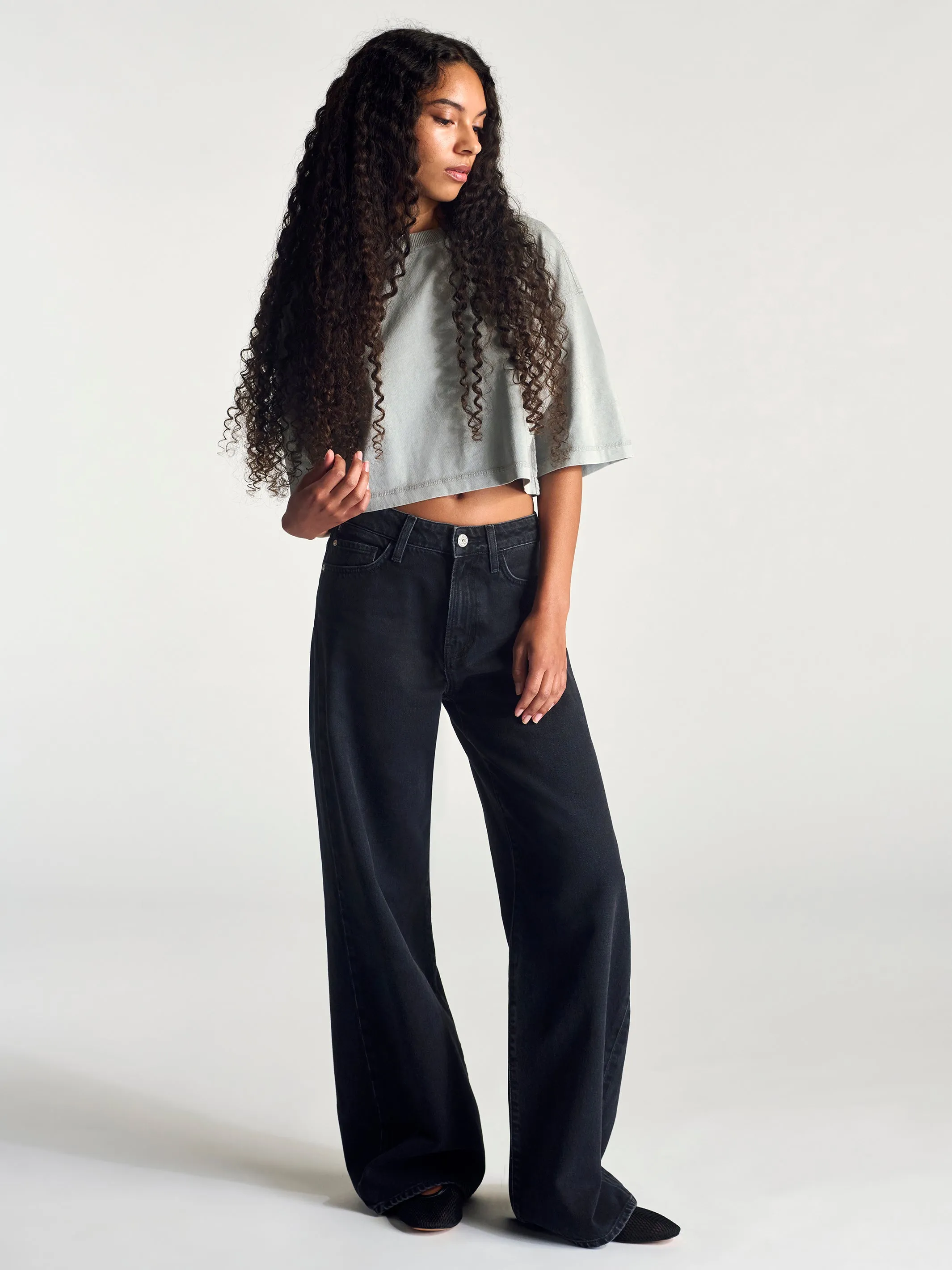 Women's Midtown Mid-Rise Relaxed Pants In Dark Smoke Denim sold by Brooklyn Industries
