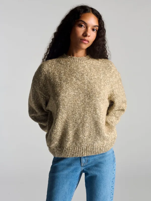 Women's Crew Neck Sweater In Oatmeal Melange sold by Brooklyn Industries