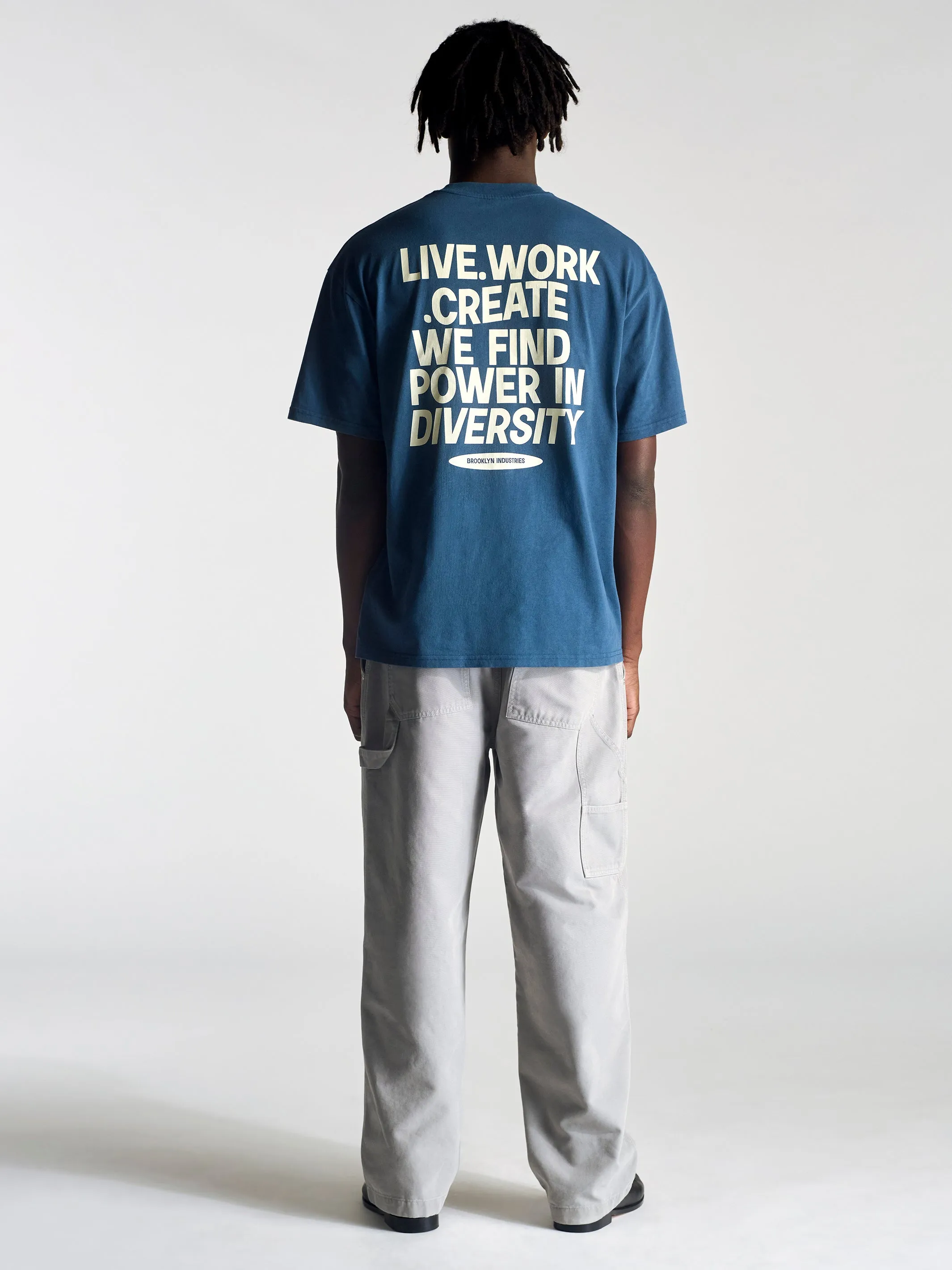 Men's Live Work Create T-Shirt In Dark Denim sold by Brooklyn Industries product image thumbnail 4