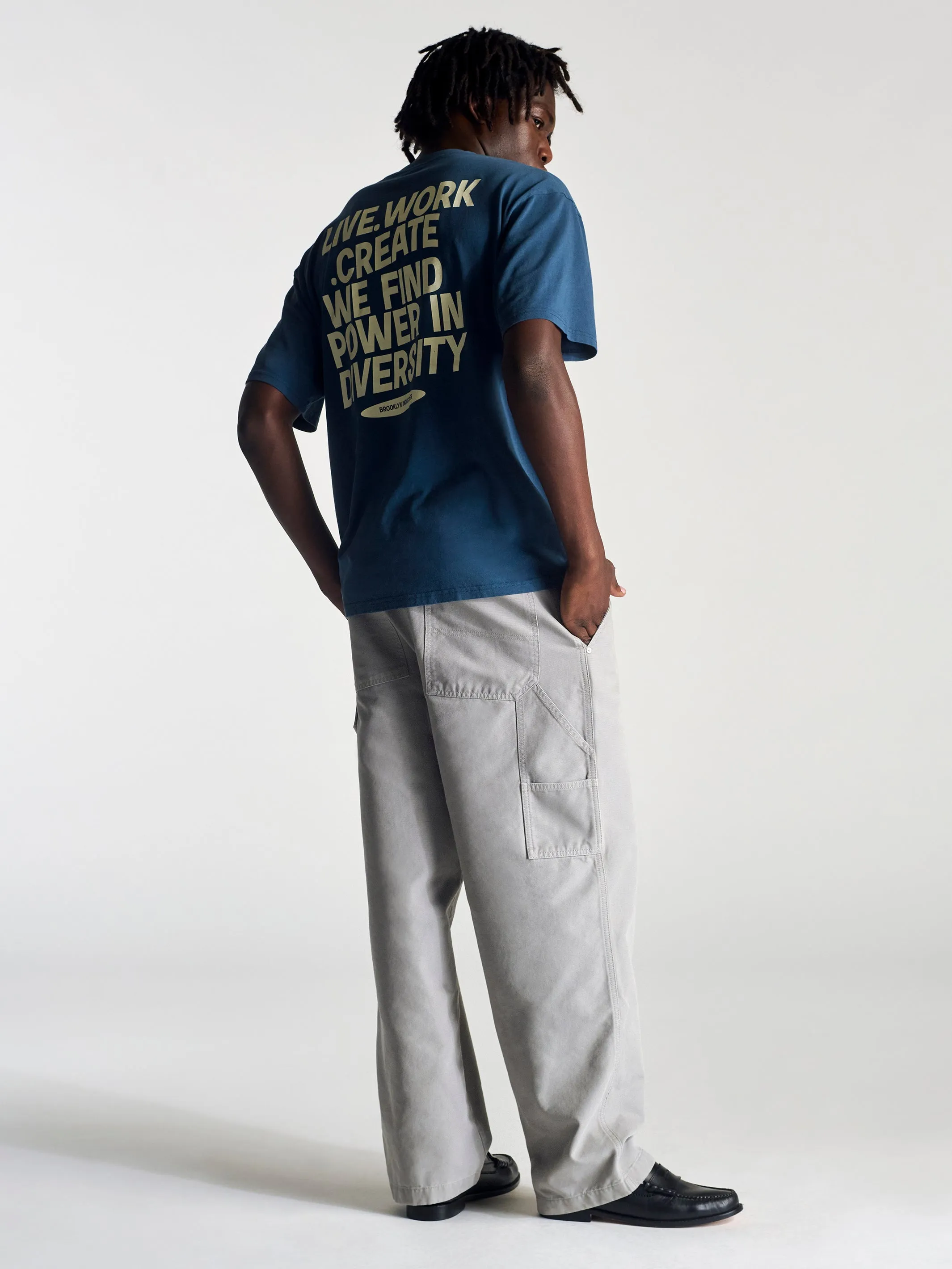 Men's Live Work Create T-Shirt In Dark Denim sold by Brooklyn Industries product image thumbnail 3