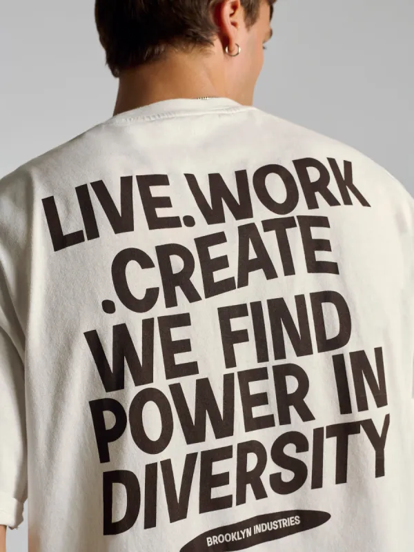 Men's Live Work Create T-Shirt In Antique White sold by Brooklyn Industries